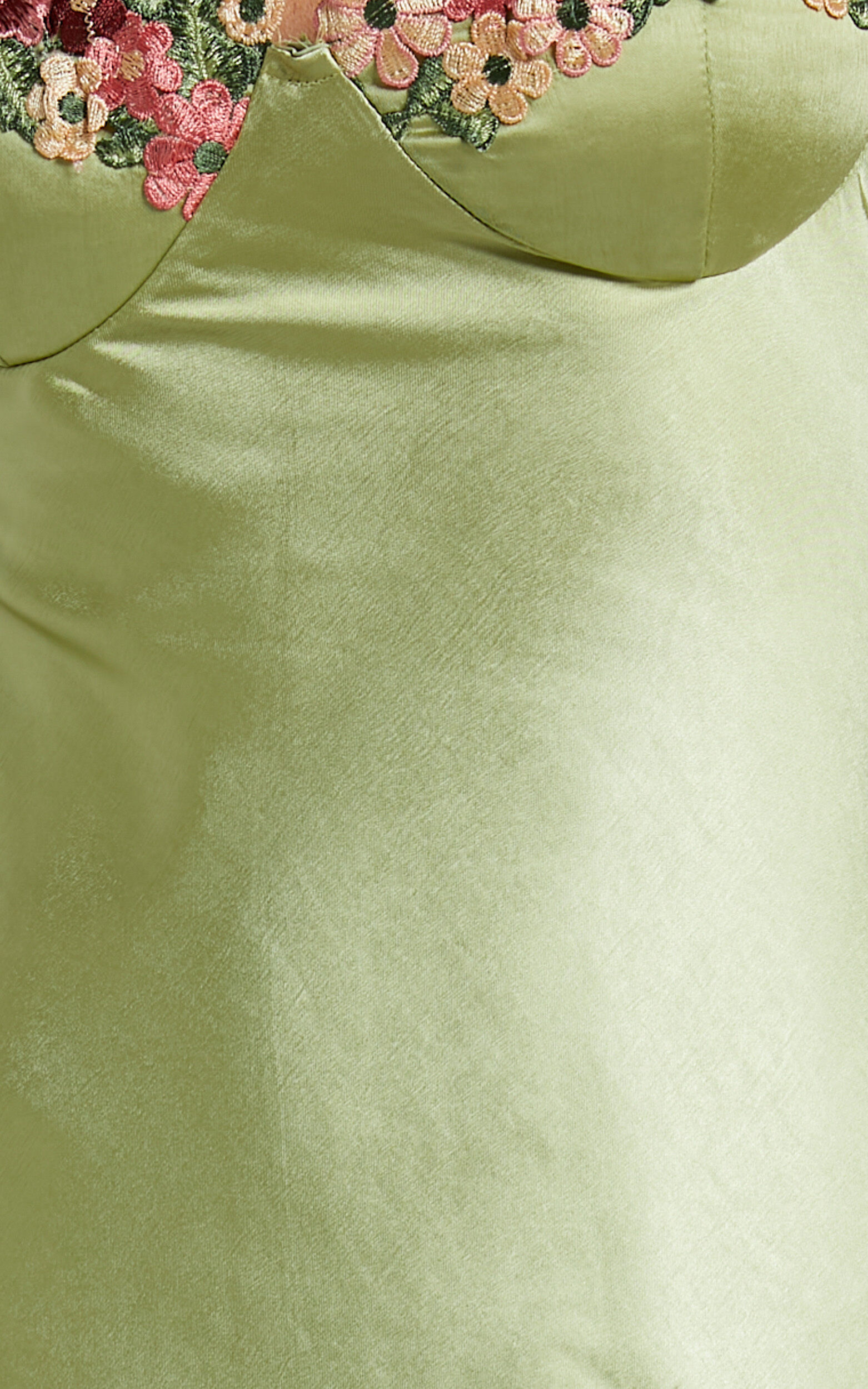 Harmony Midi Dress - Floral Detail Cup Bust Satin Dress in Citrus