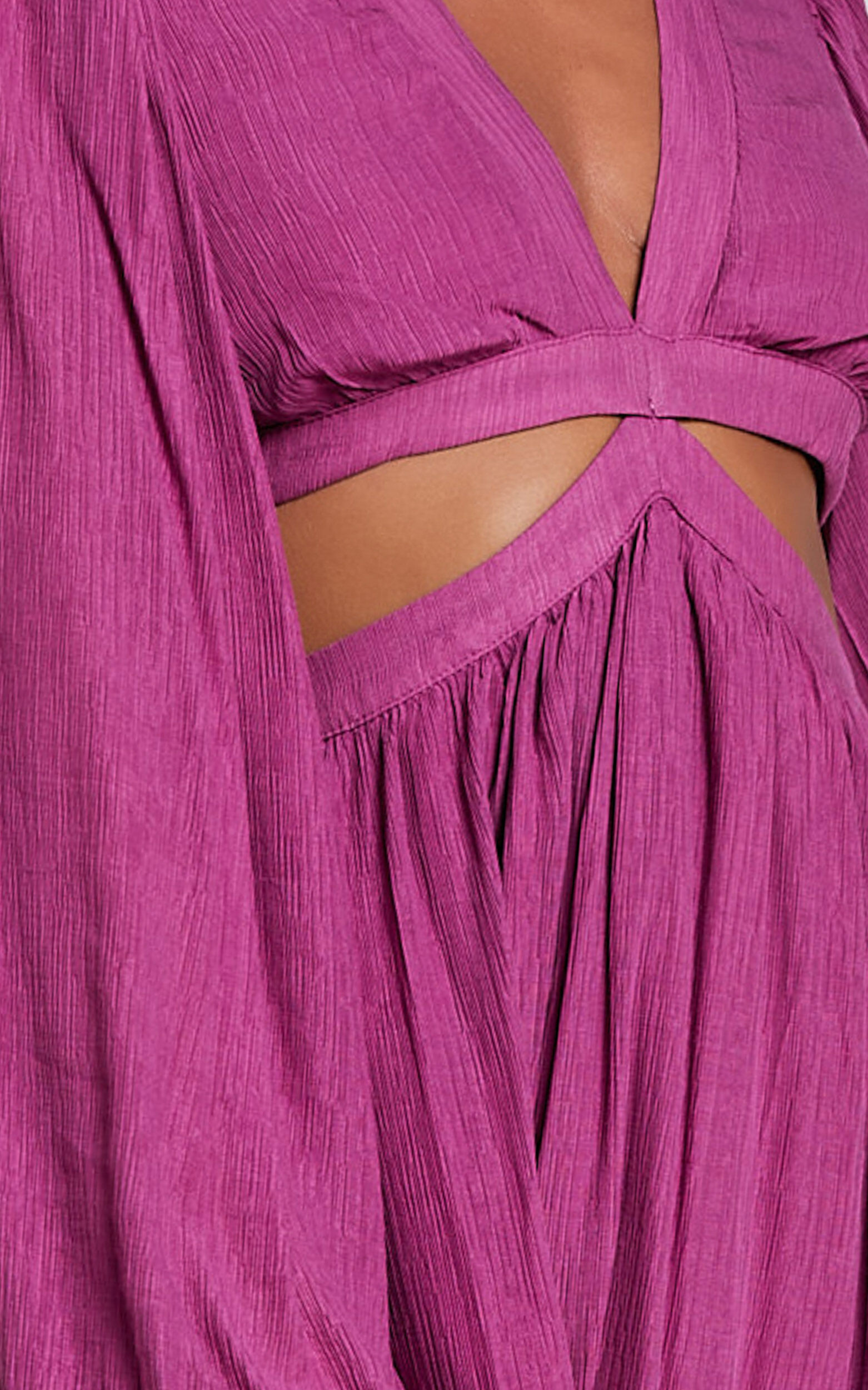 Paige Maxi Dress - Side Cut Out Balloon Sleeve Dress in Orchid