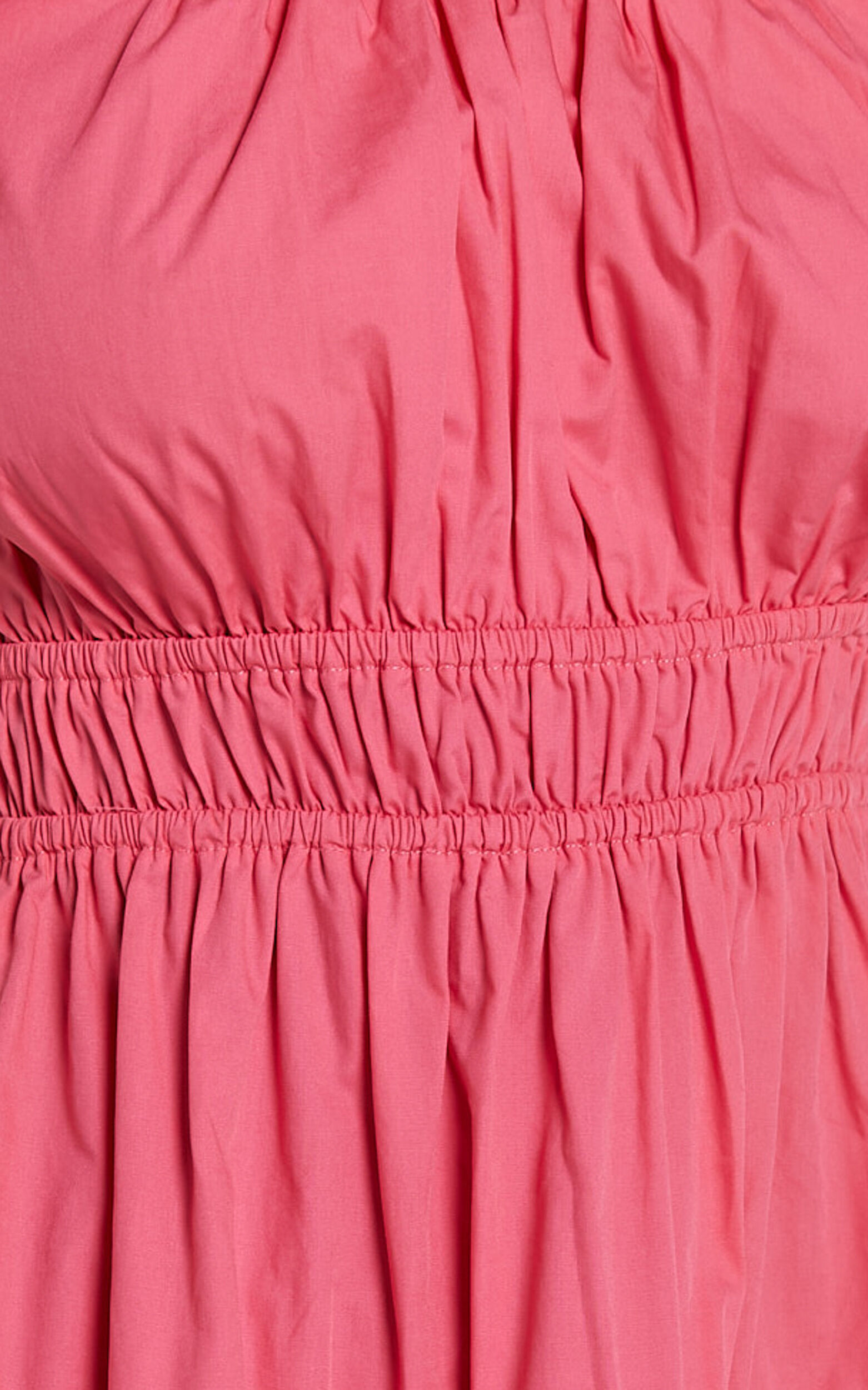 Arlene Midi Dress - Square Neck Shoulder Frill Tiered Dress in Berry