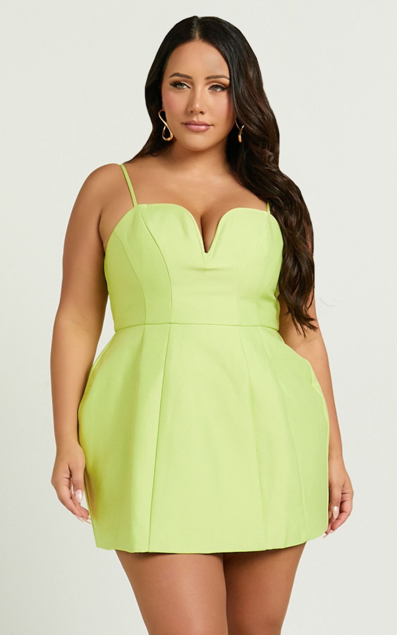 Amalie The Label - Kora Plunge A Line Mini Dress in Citrus