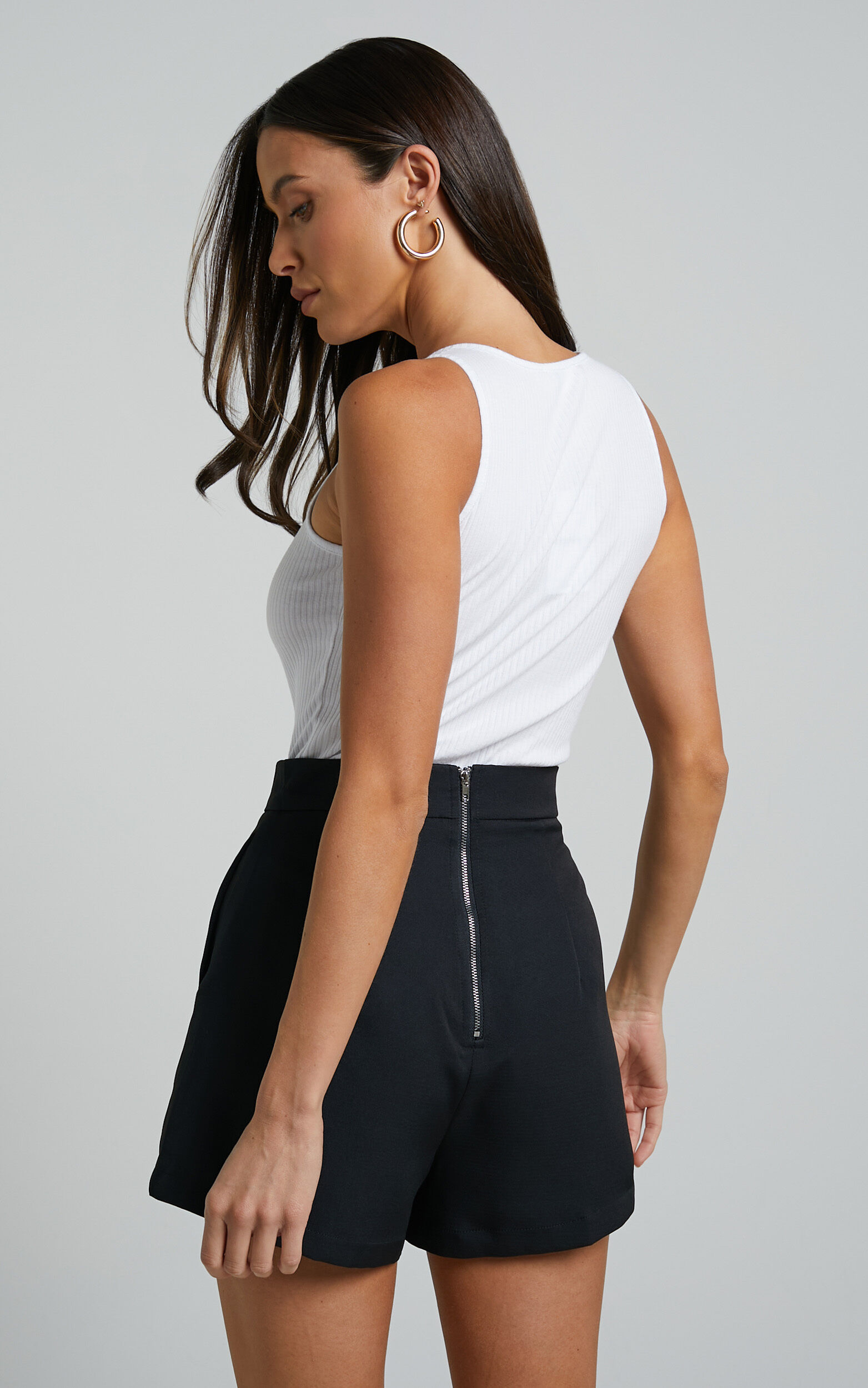Along The Ride Mini Shorts - Tailored Shorts in Black