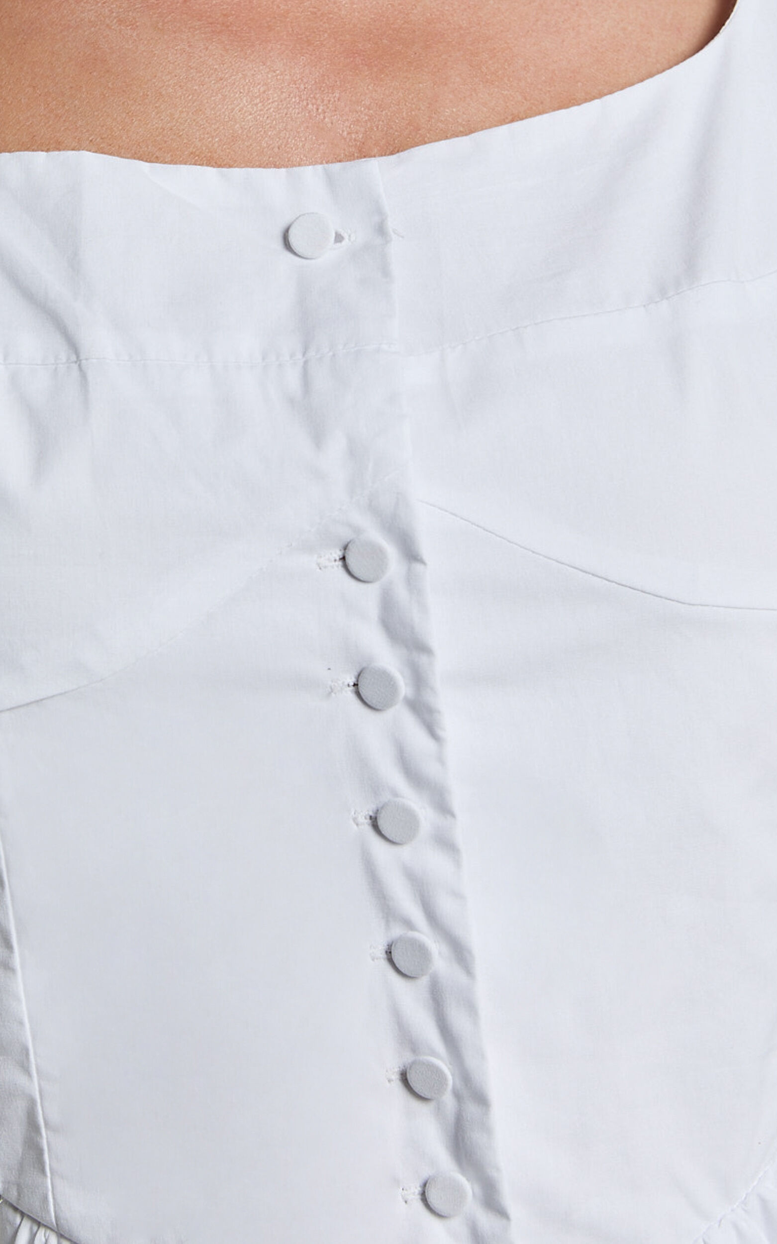 Alodia Mini Dress - Wide Strap Straight Neck Wide Pleated Dress in White