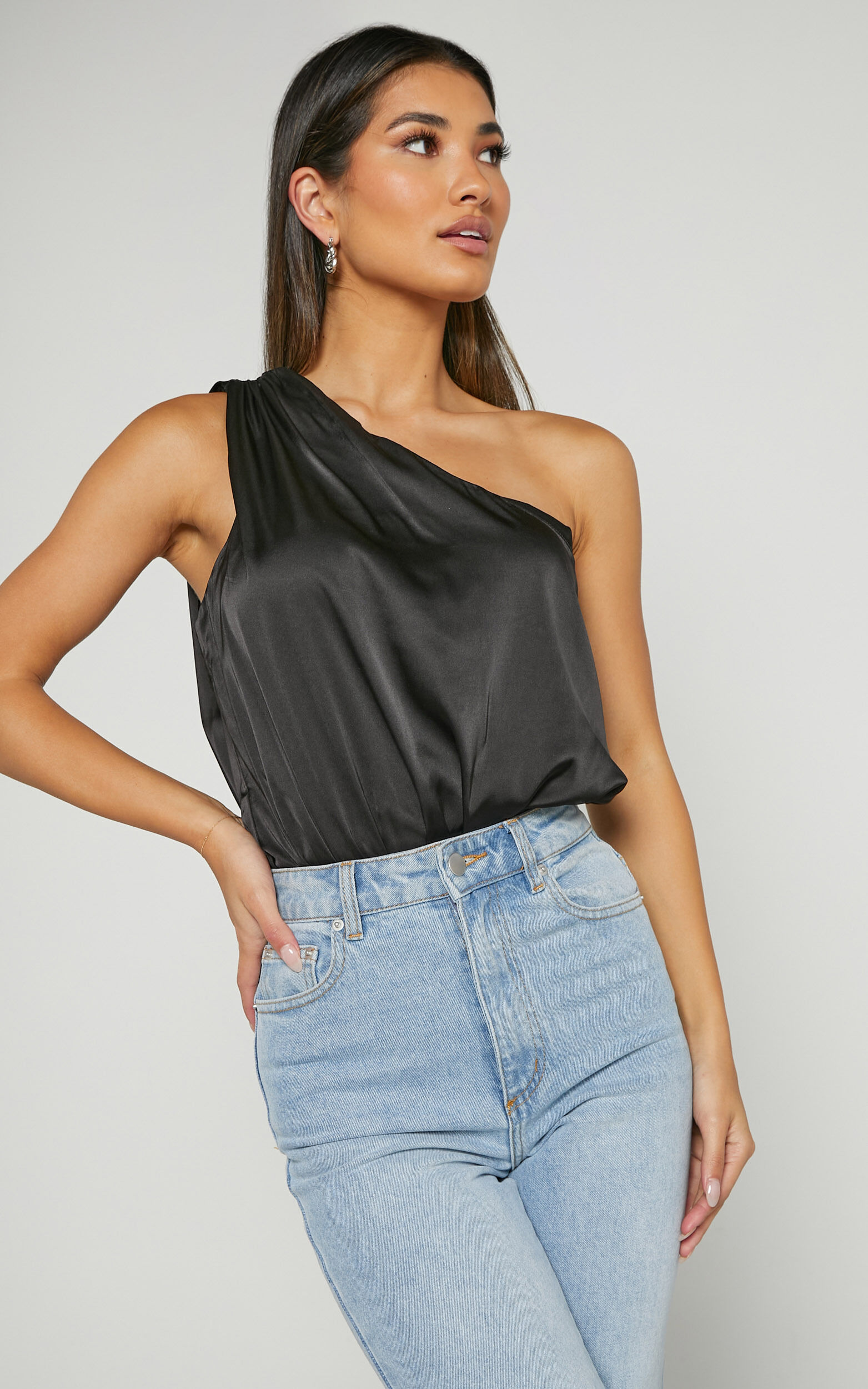 Bridie Bodysuit - One Shoulder Bodysuit in Black