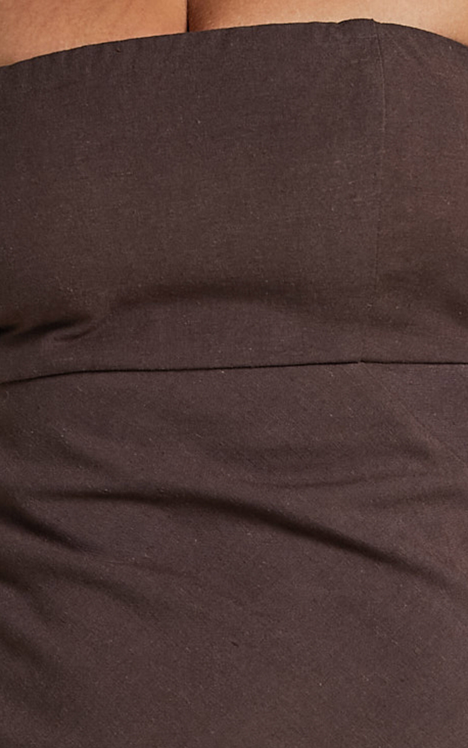 Elerie Maxi Linen Dress - Strapless Linen Dress in Chocolate