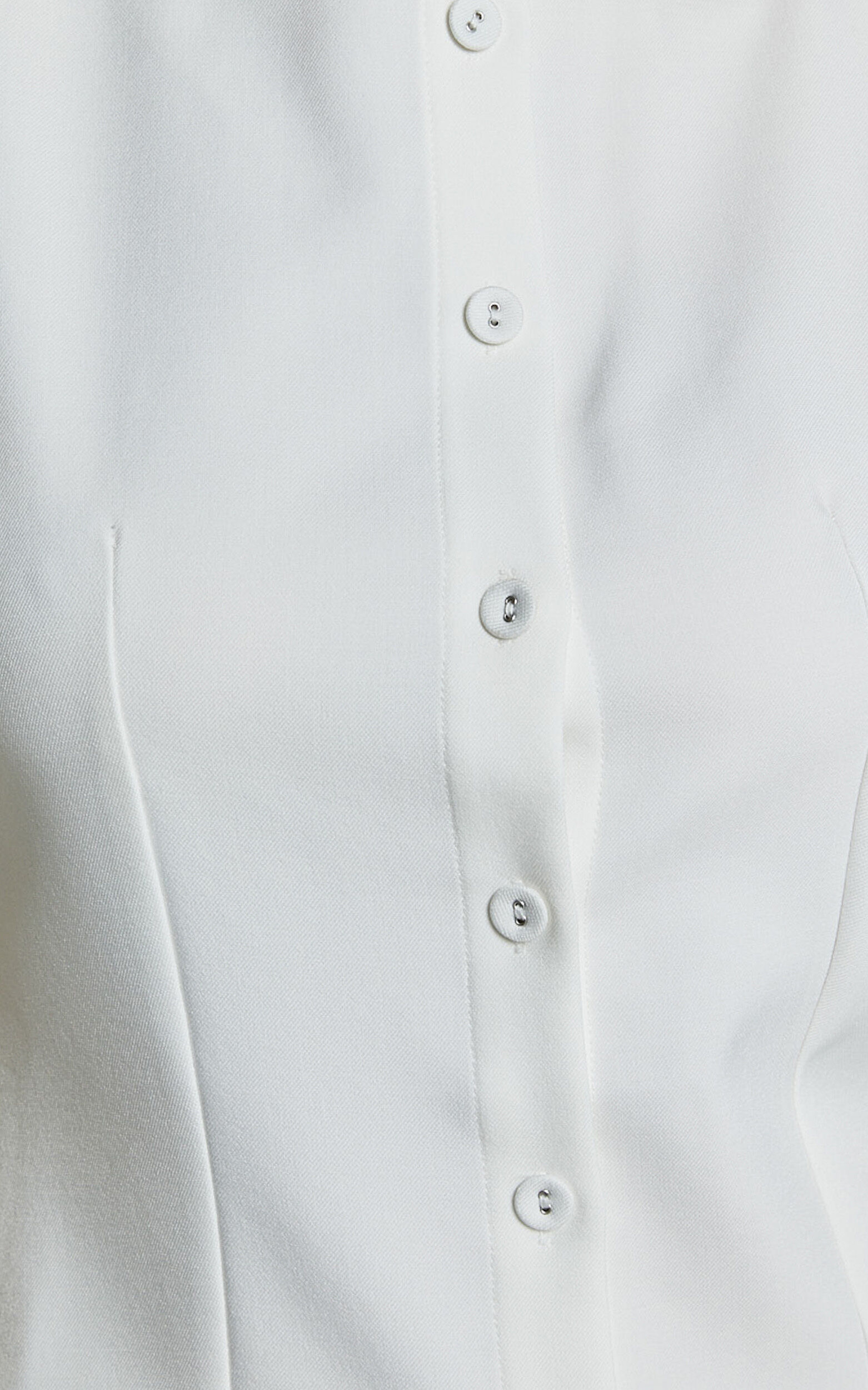 Kiara Mini Dress - Scoop Neck Button Down Dress in White