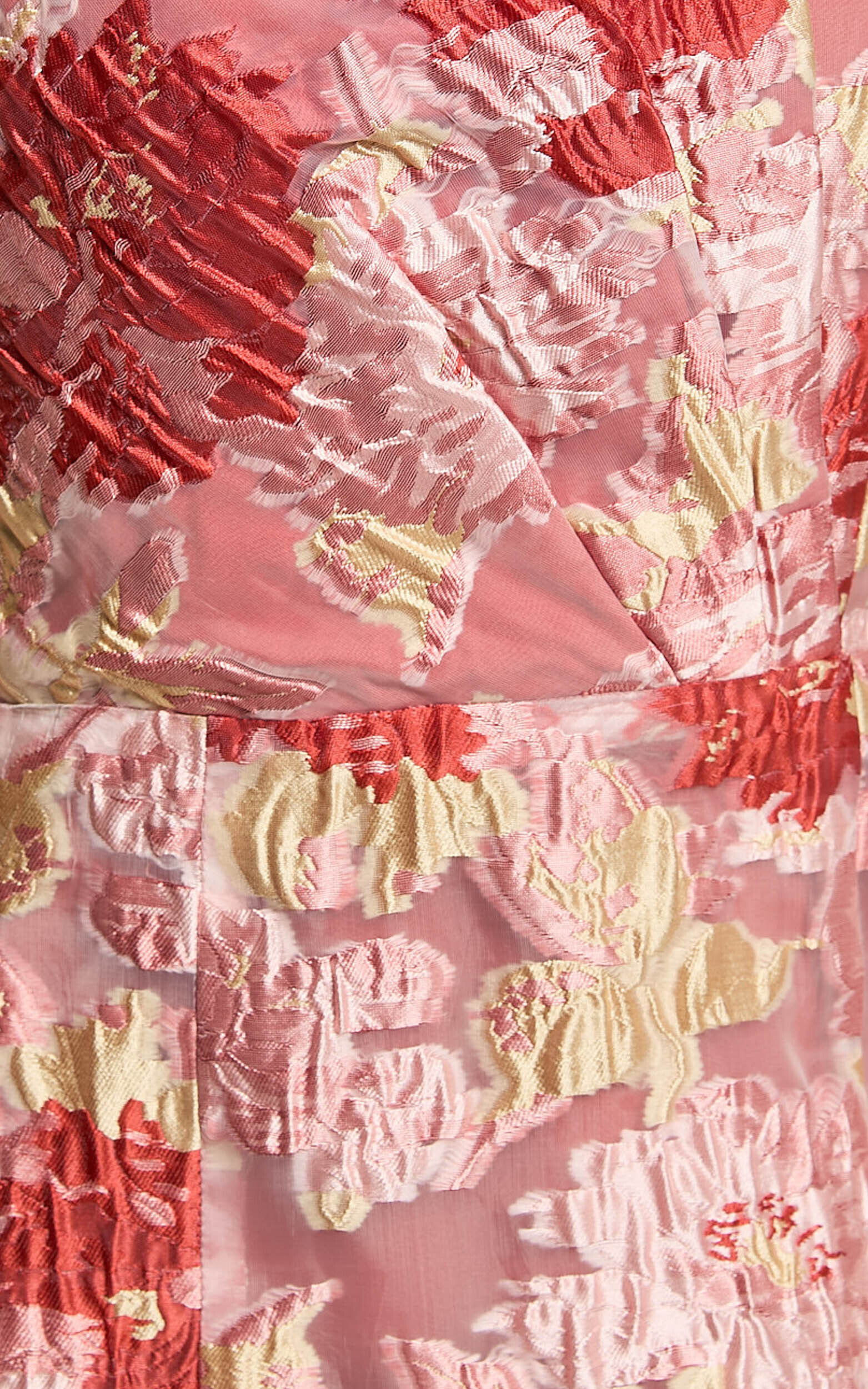 Atalia Mini Dress - Strapless Draped Jacquard Dress in Rust