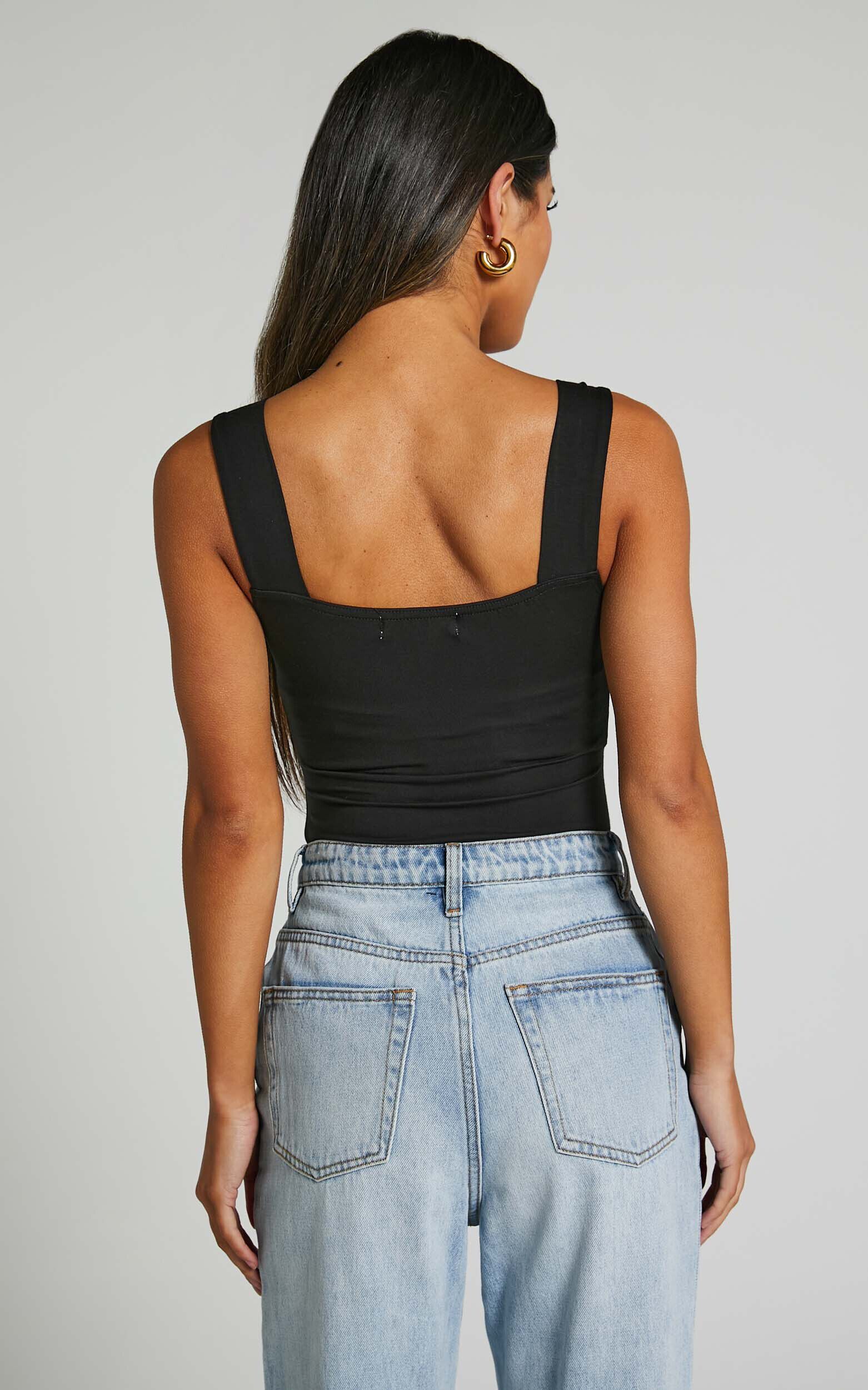 Off My Back Bodysuit - Square Neck Bodysuit in Black