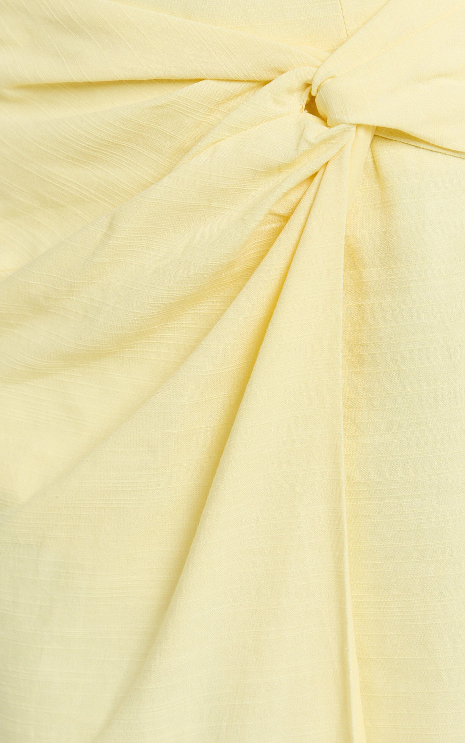 Gibson Two Piece Set - Linen Crop Top and Knot Front Midi Skirt Set in Yellow