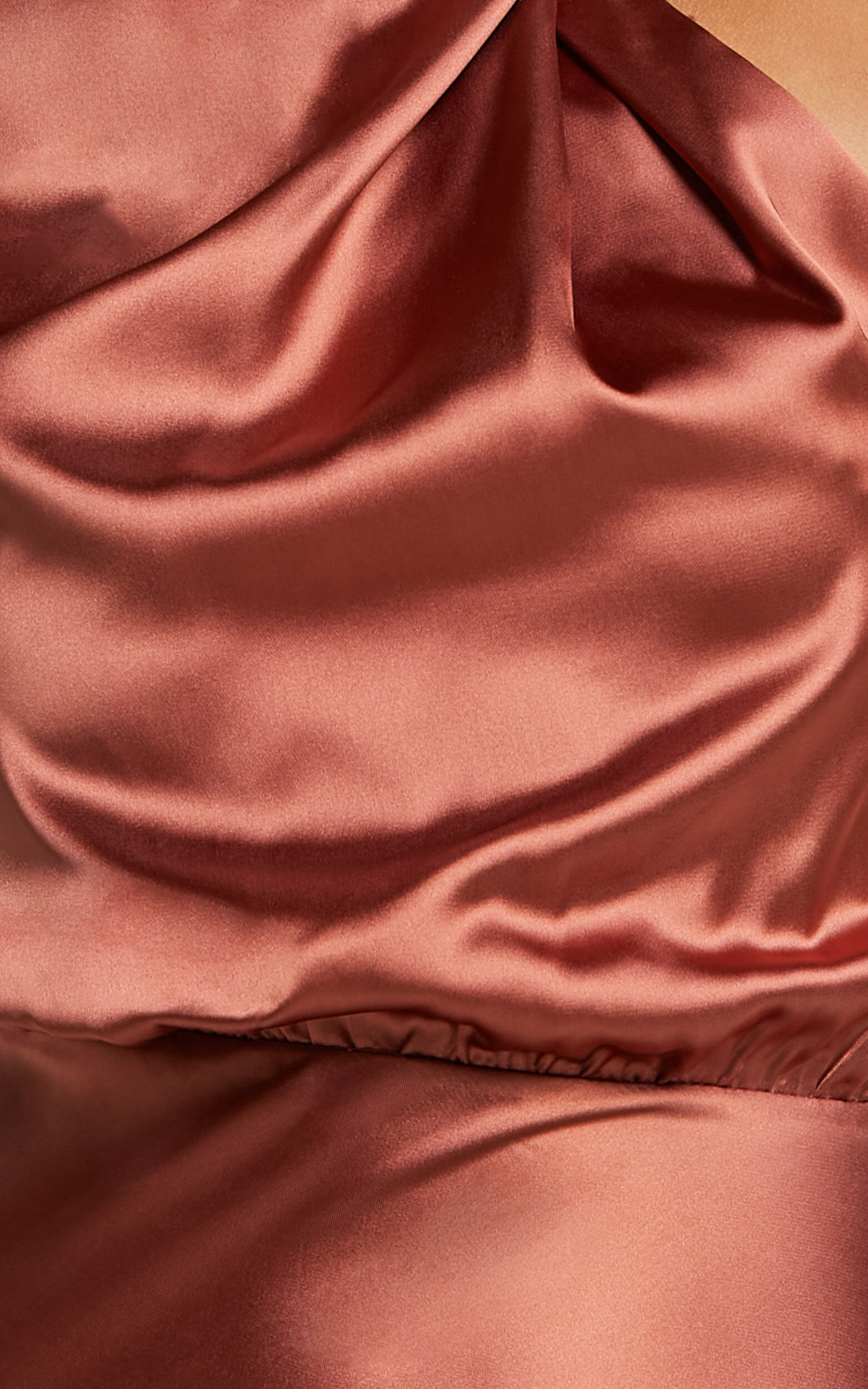 Minnie Midi Dress - Drape Neck Satin Slip Dress in Copper