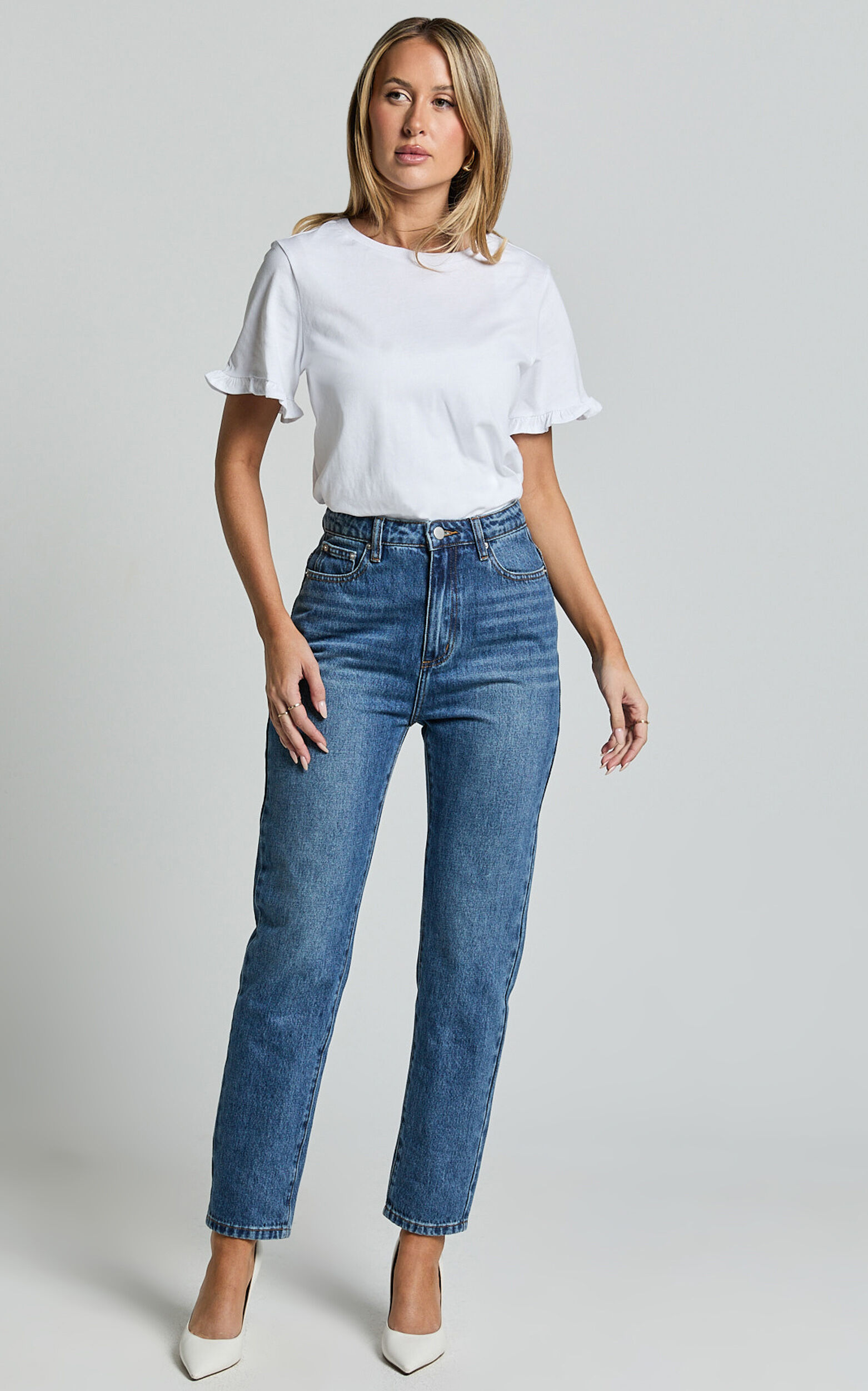 Closer To Home Tee - Ruffle Sleeve Tee in White