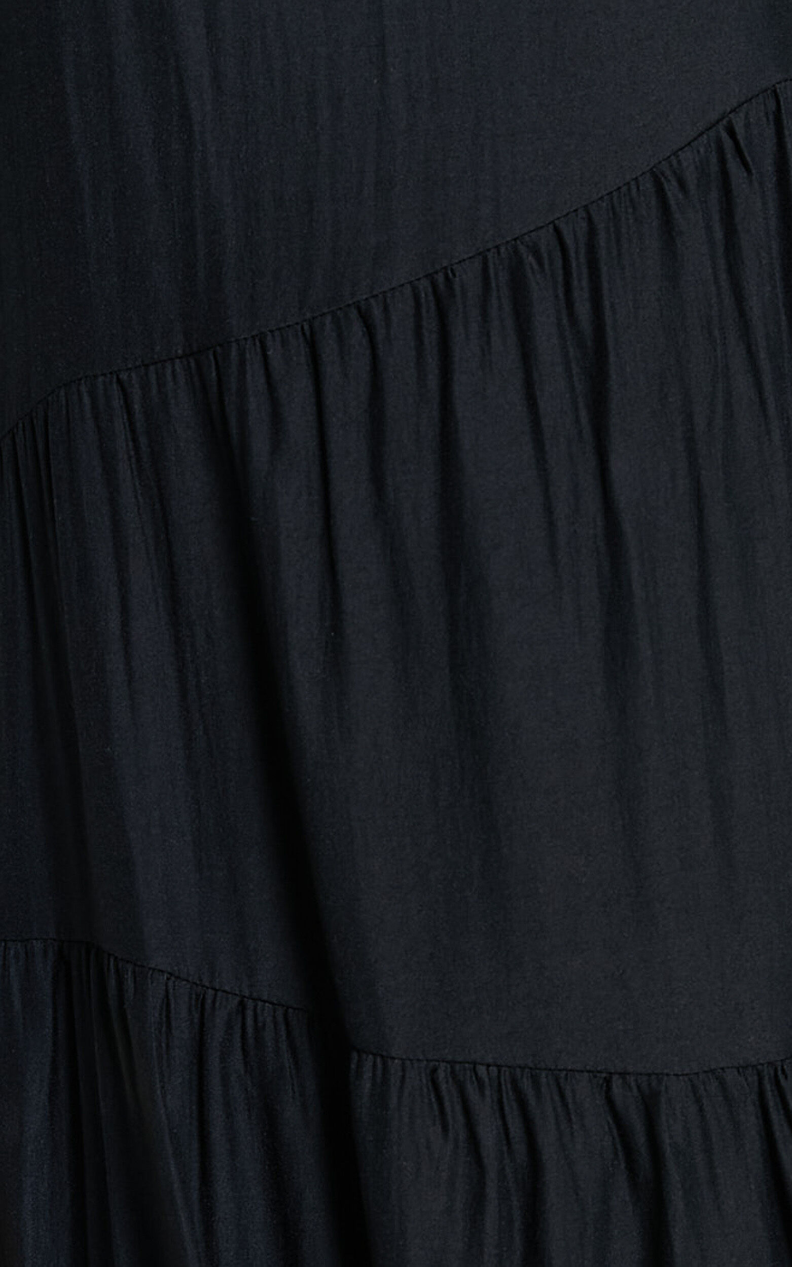 Cecila Midi Dress - Straight Neckline Sleeveless Dress in Black