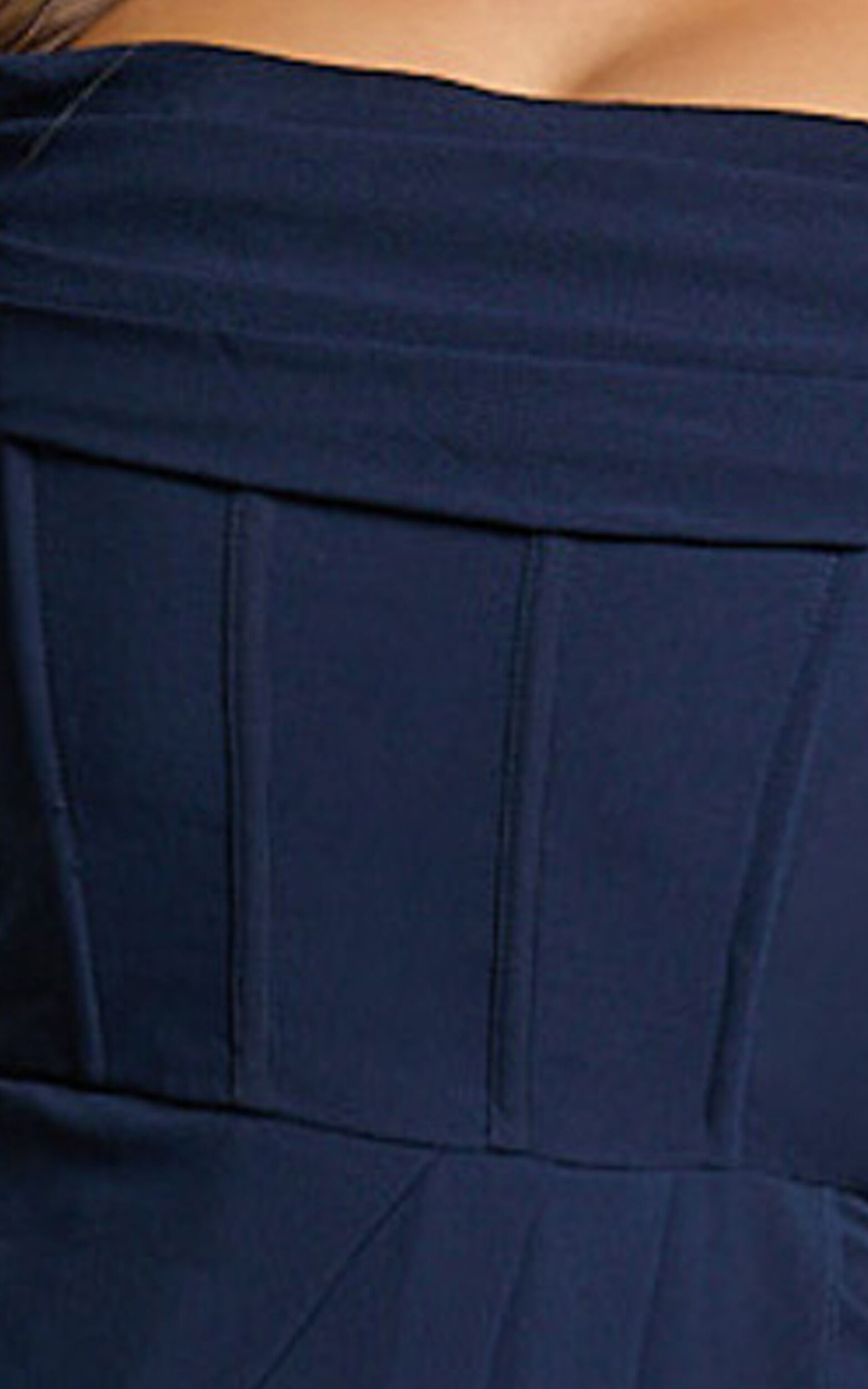 Andrina Midi Dress - High Low Wrap Corset Dress in Navy