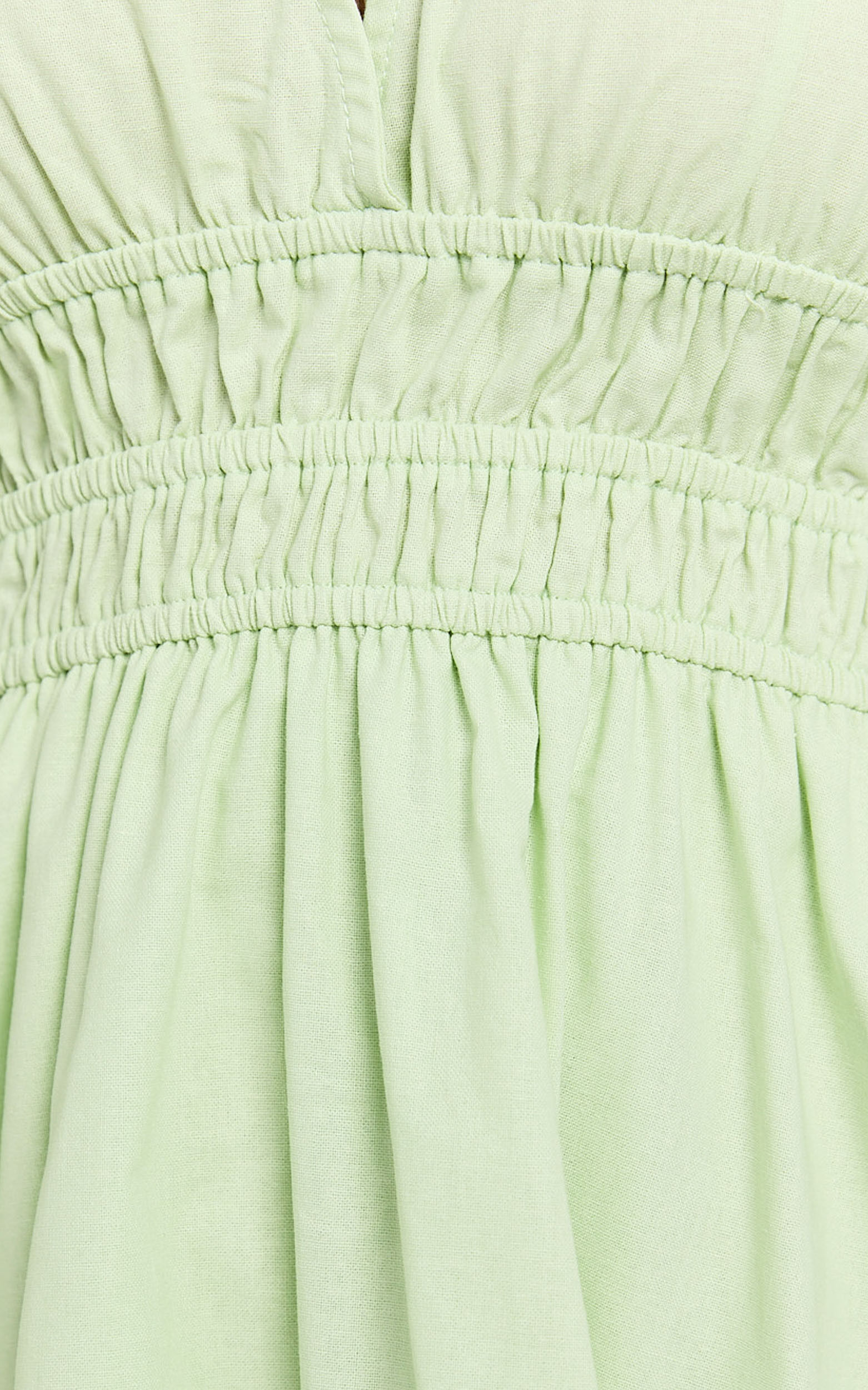 Francesca V Neck Puff Sleeves Mini Dress in Green