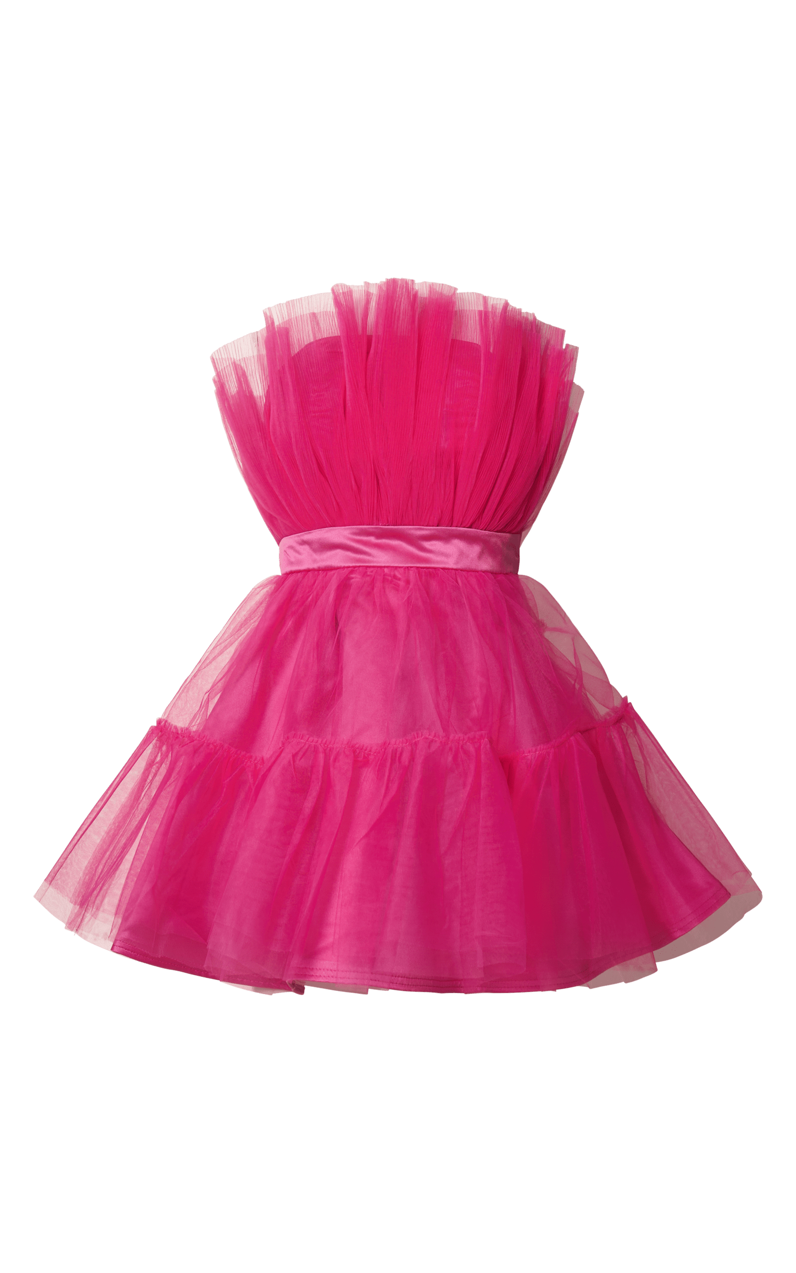 Amalya Mini Dress - Tiered Tulle Fit and Flare Dress in Hot Pink