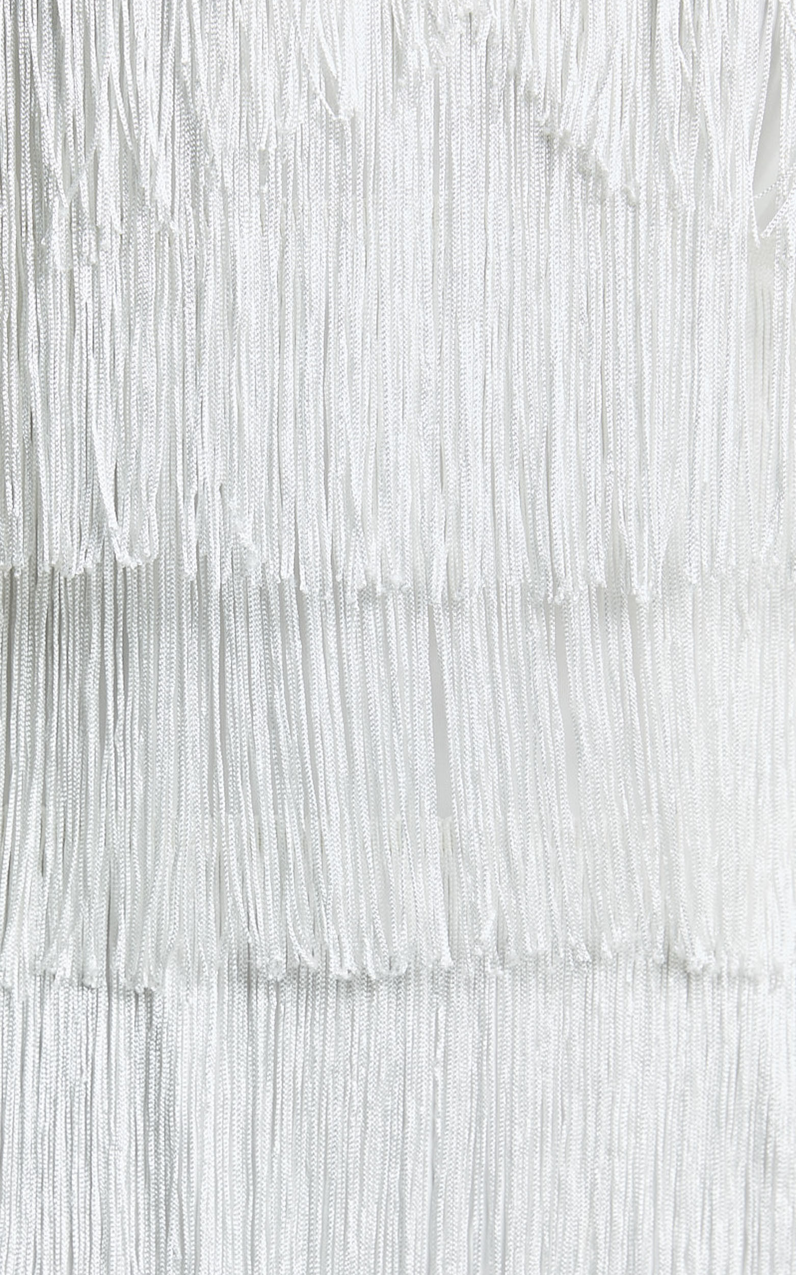 Trixie Maxi Dress - Diamond Halter Neck Fringe Tiered Dress in White