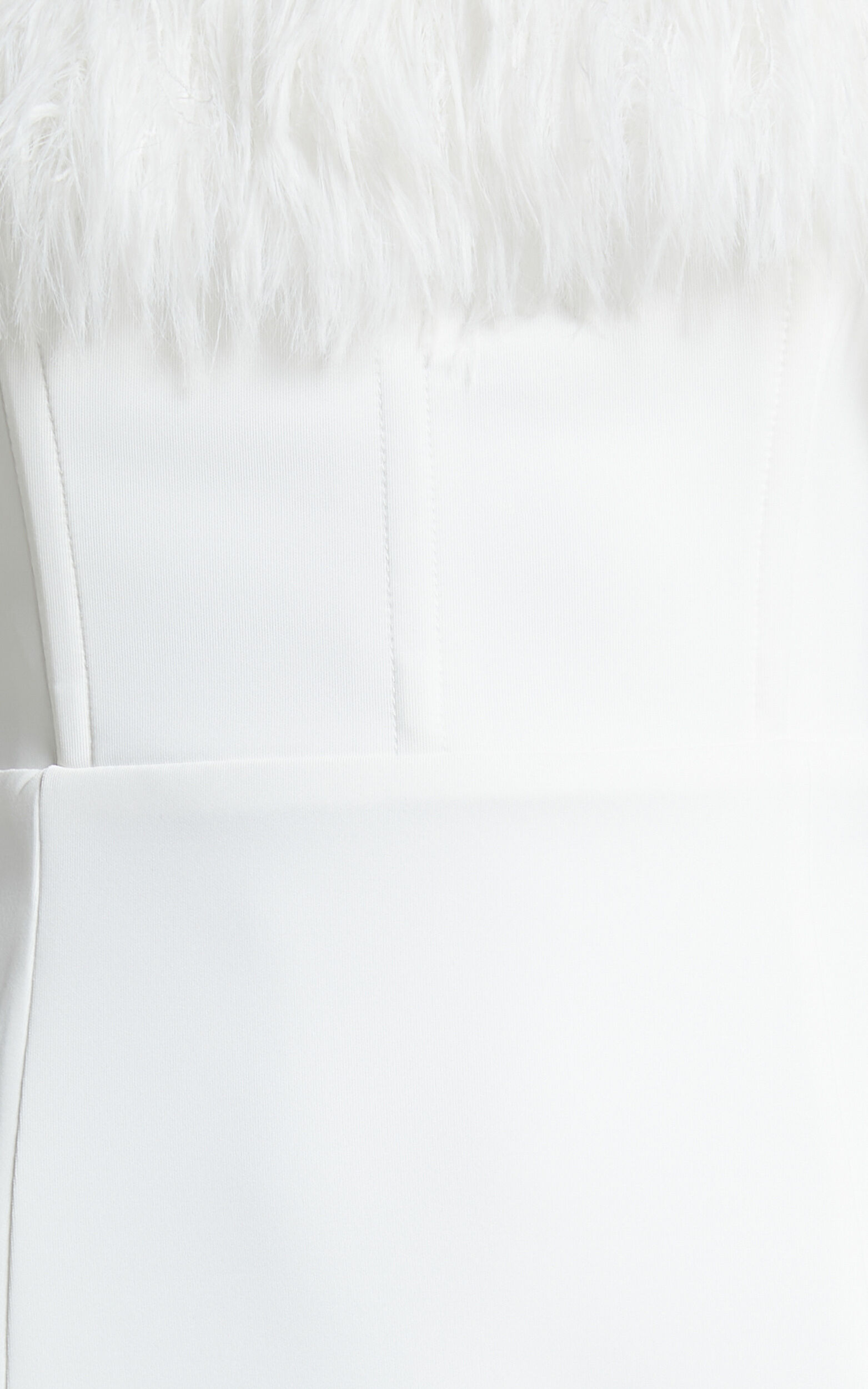 Rhaiza Mini Dress - Faux Feather Trim Strapless Dress in White