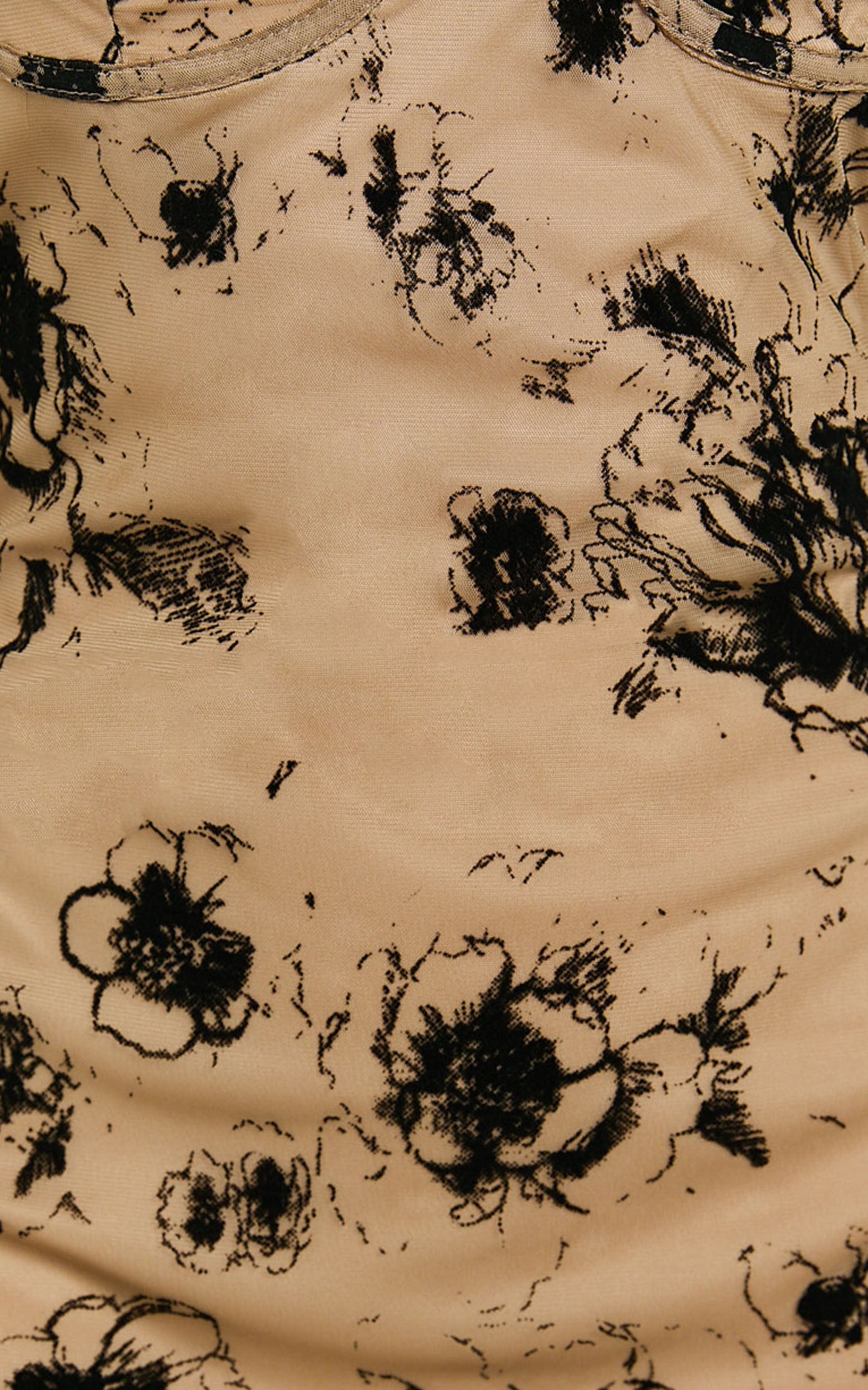 Athena Mini Dress - Floral Burnout Lace Trim Slip Dress in Brown and Black Burnout