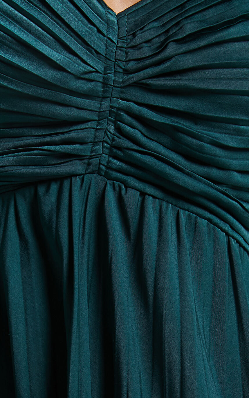 Zayla Midi Dress - Plisse Twist Front Dress in Emerald