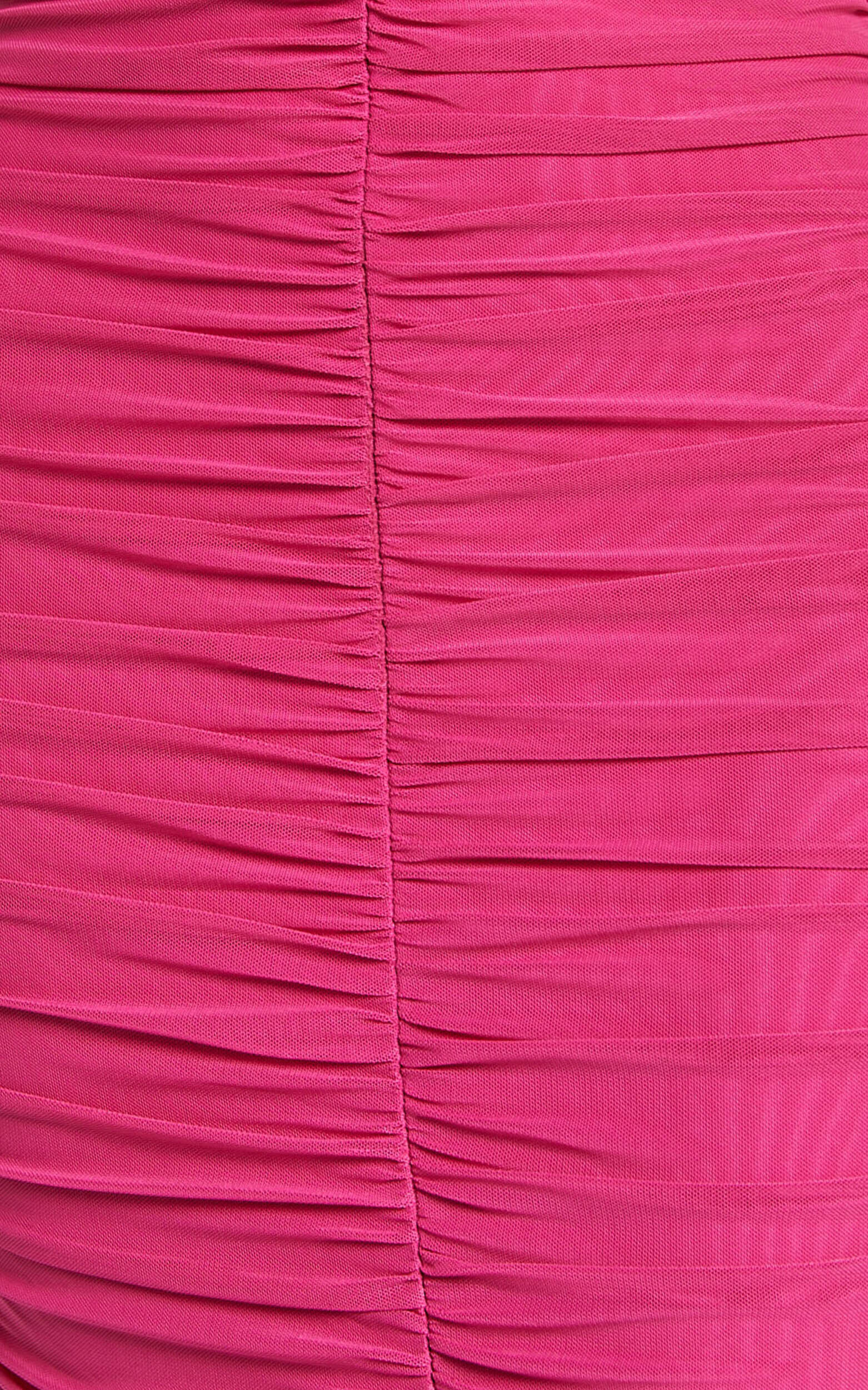 Suzie Midi Dress - Sweetheart Neck Bustier Ruched Bodycon Dress in Magenta