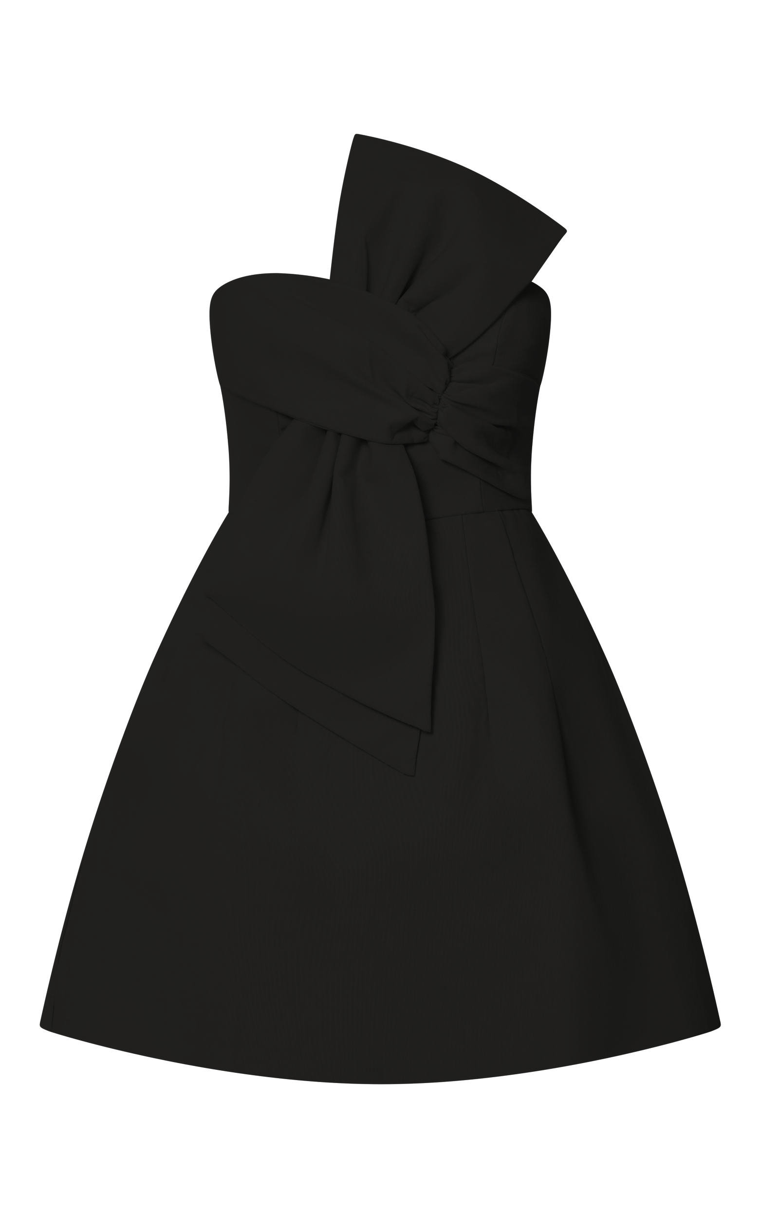 Chika Mini Dress - Linen Strapless Front Bow Dress in Black