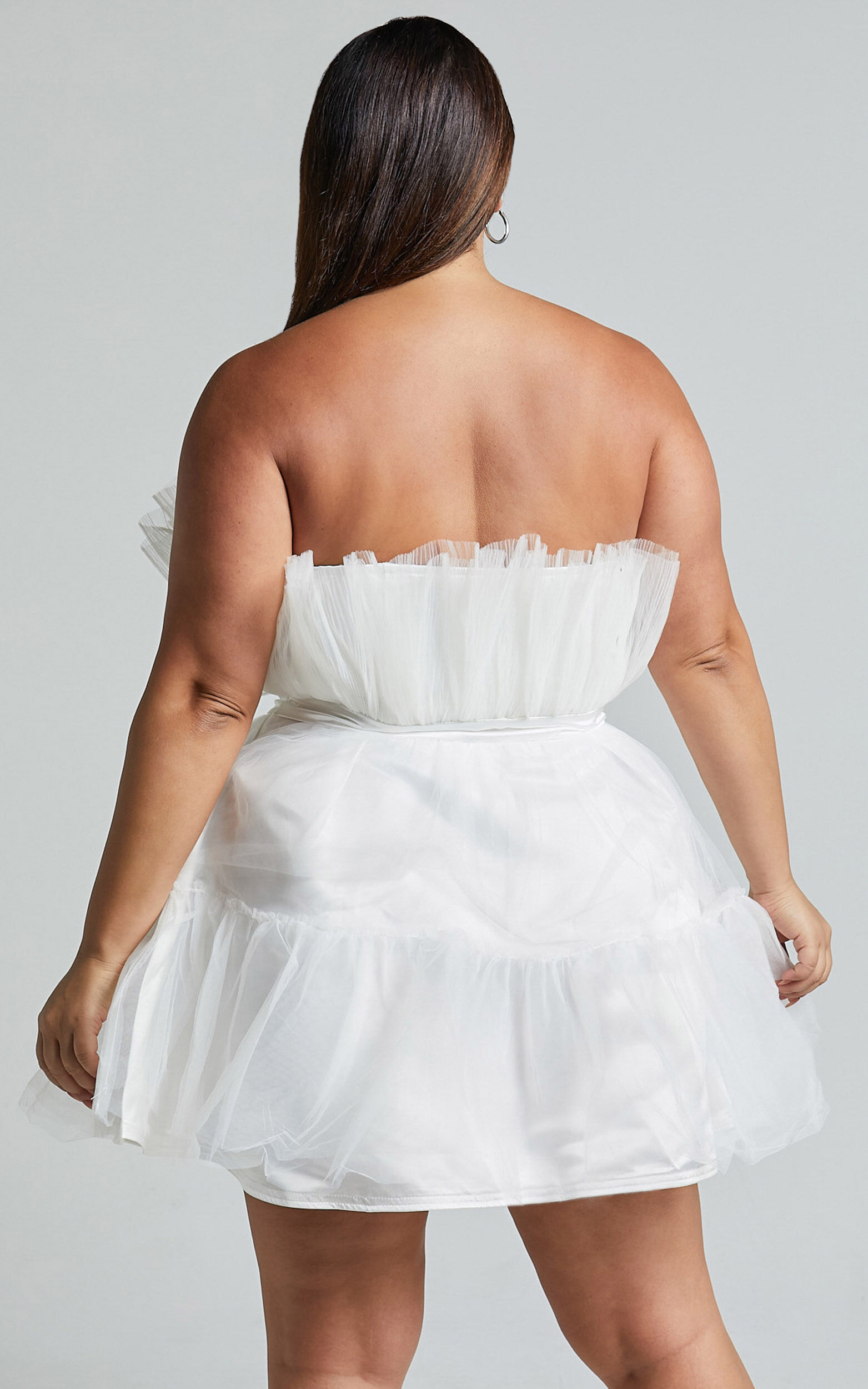 Amalya Mini Dress - Tiered Tulle Fit and Flare Dress in White