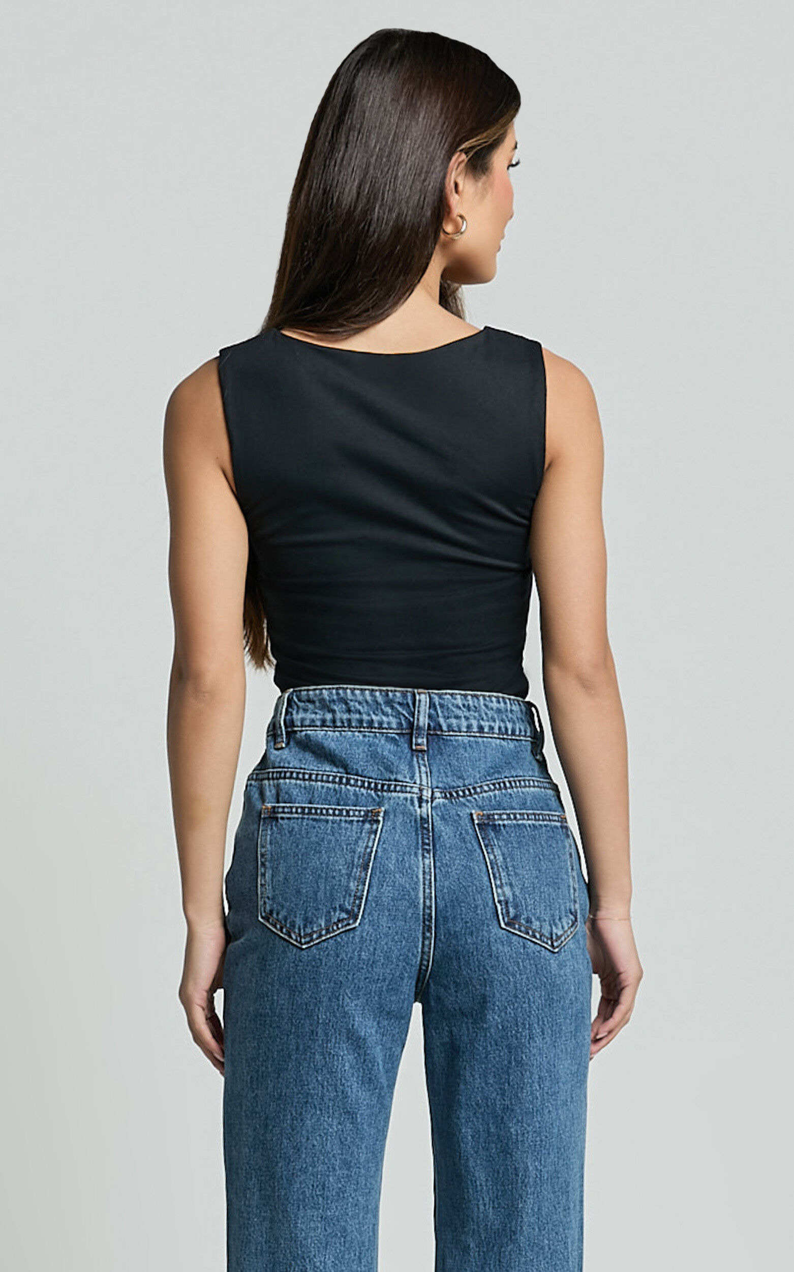 Ophelia Top - Square Neck Jersey Top in Black