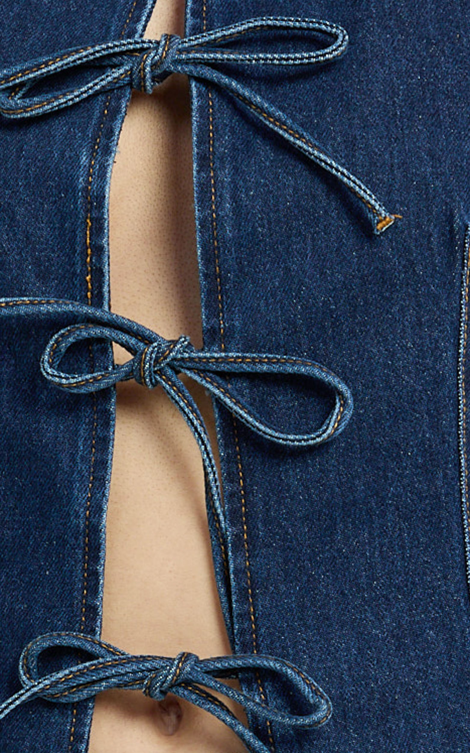 Benny Top - Tie Front Recycled Denim Top in Indigo Wash