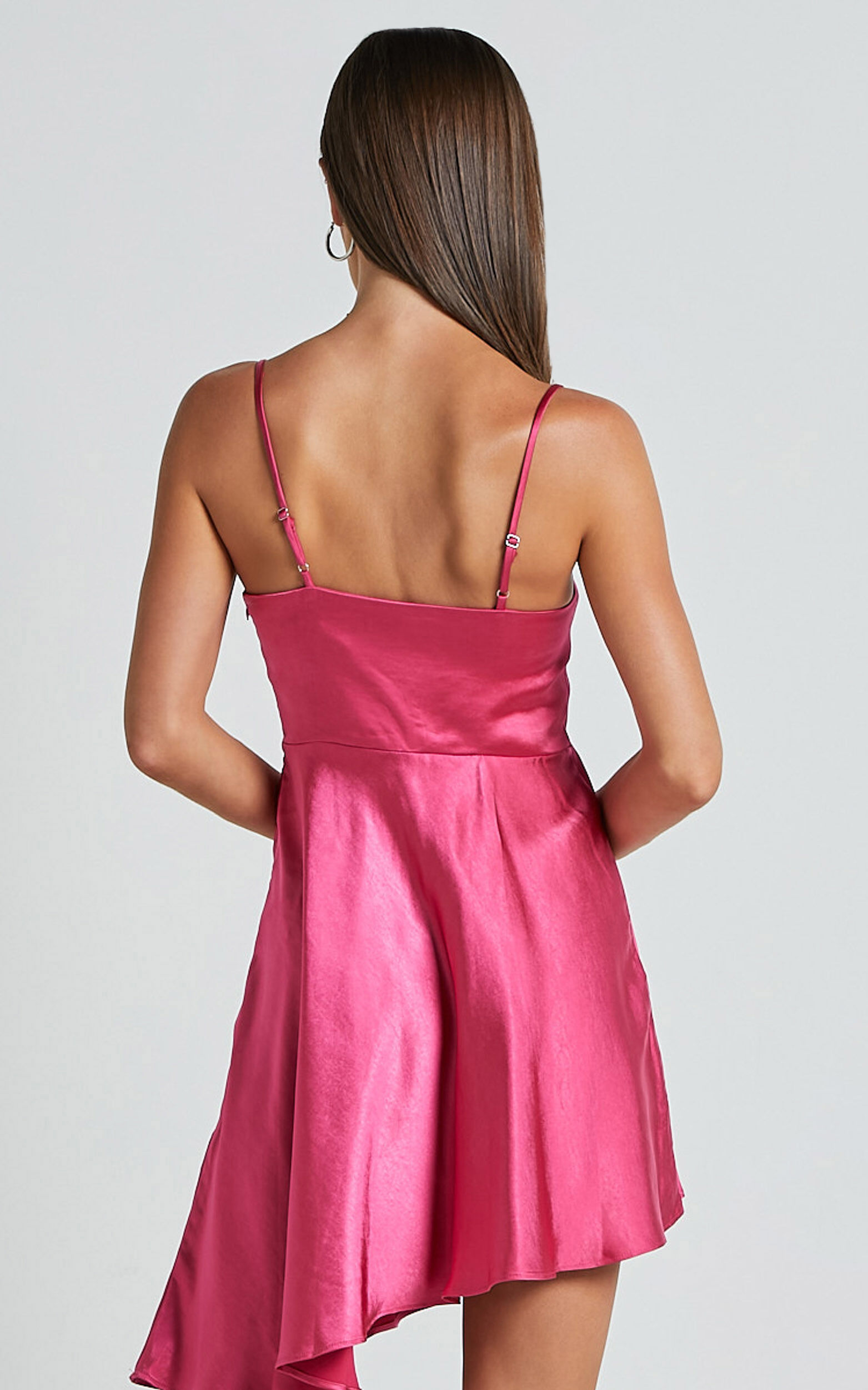 Eirik Mini Dress - Strapless Asymmetrical Fit & Flare Dress in Pink