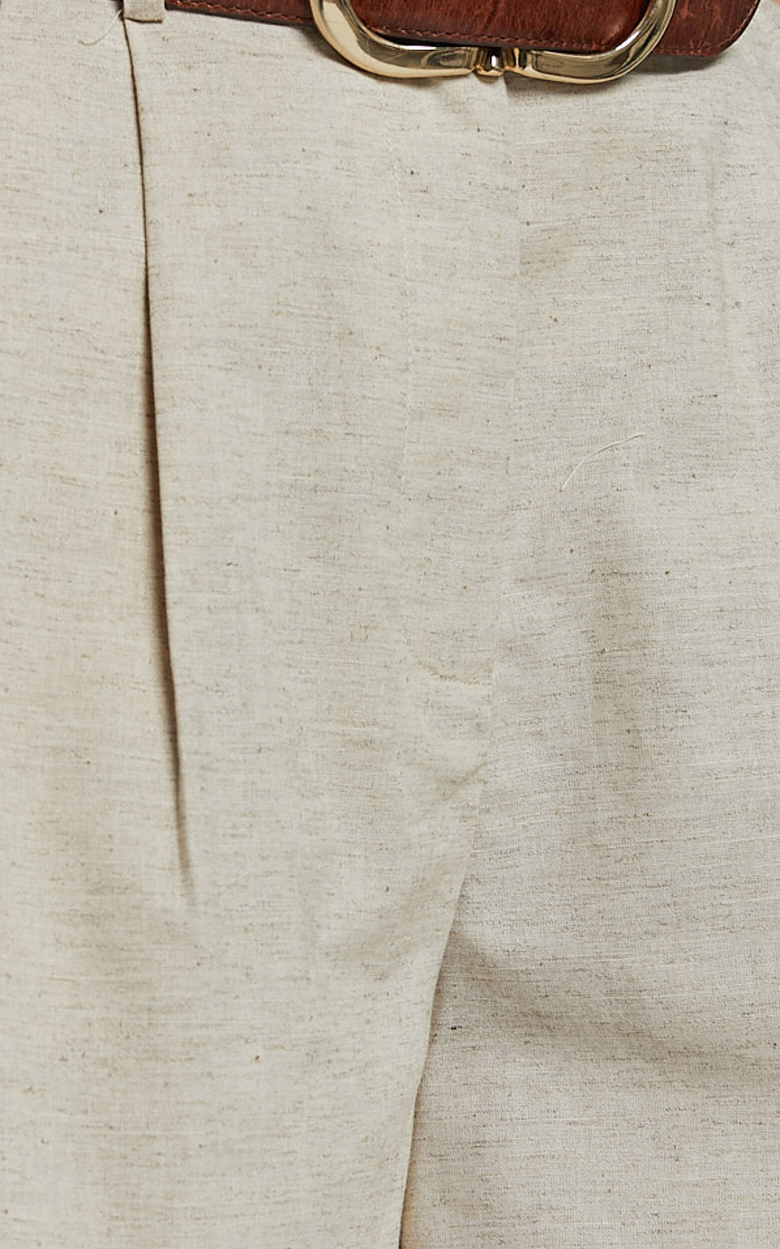 Ali Linen Shorts - High Waisted Cuffed Shorts in Natural