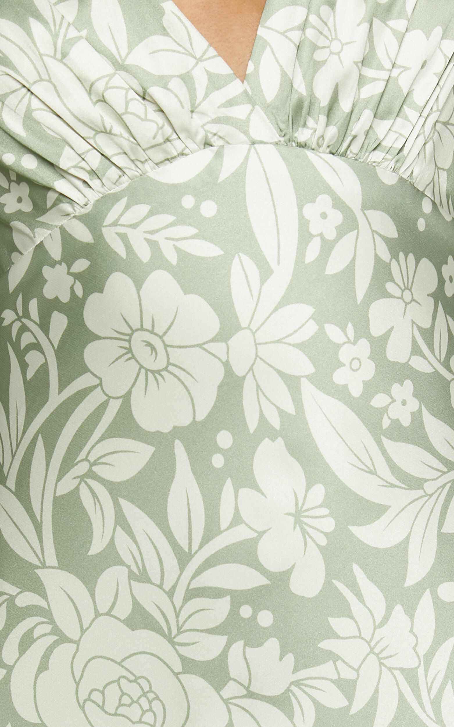 Freollyn Midi Dress - Deep V Neck Long Sleeve Dress in Sage