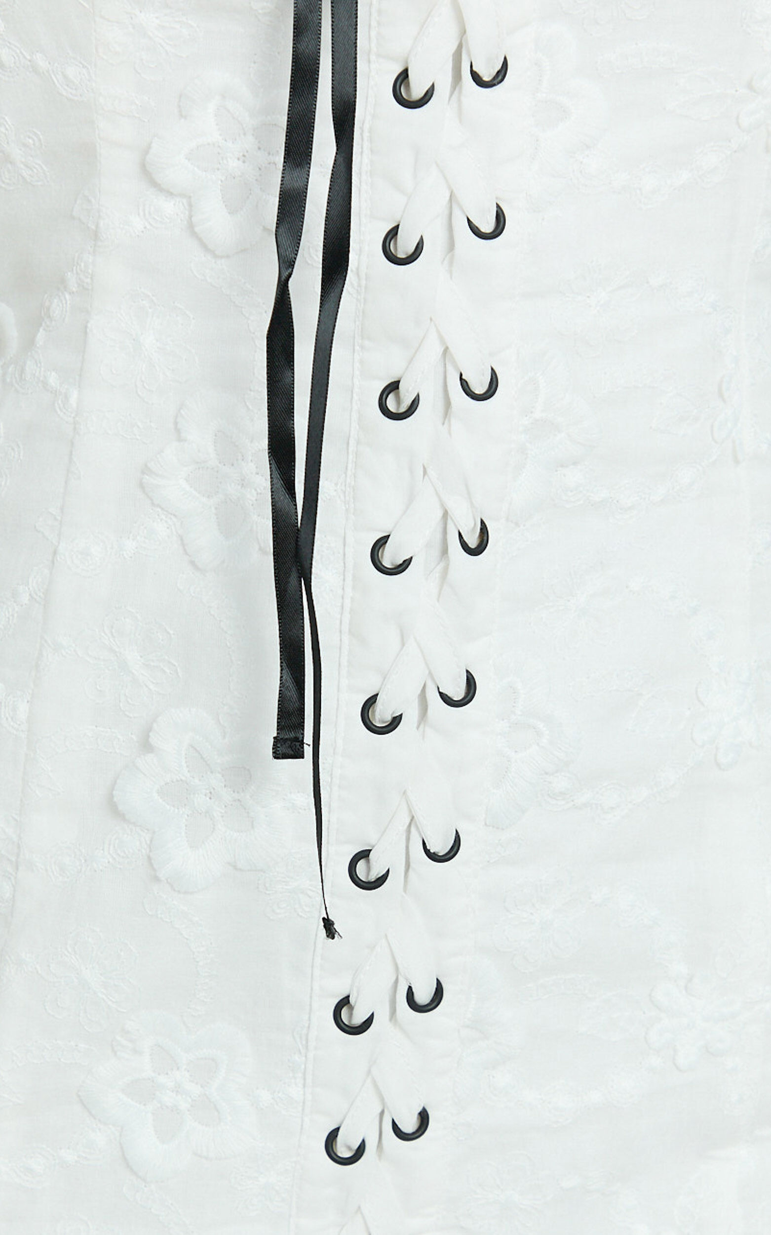 Gisele Mini Dress - Straight Neck Fitted Laced Front Dress in White