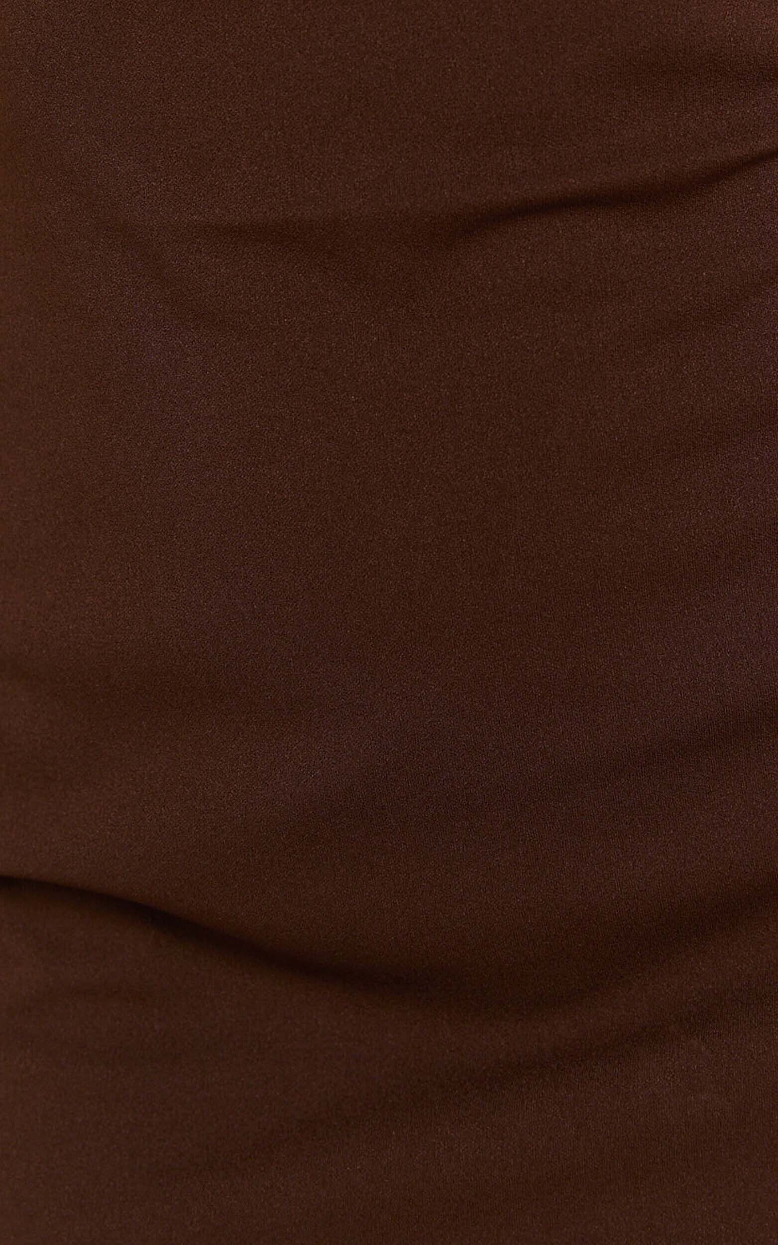 Bindi Boat Neck Bodycon Mini Dress in Chocolate