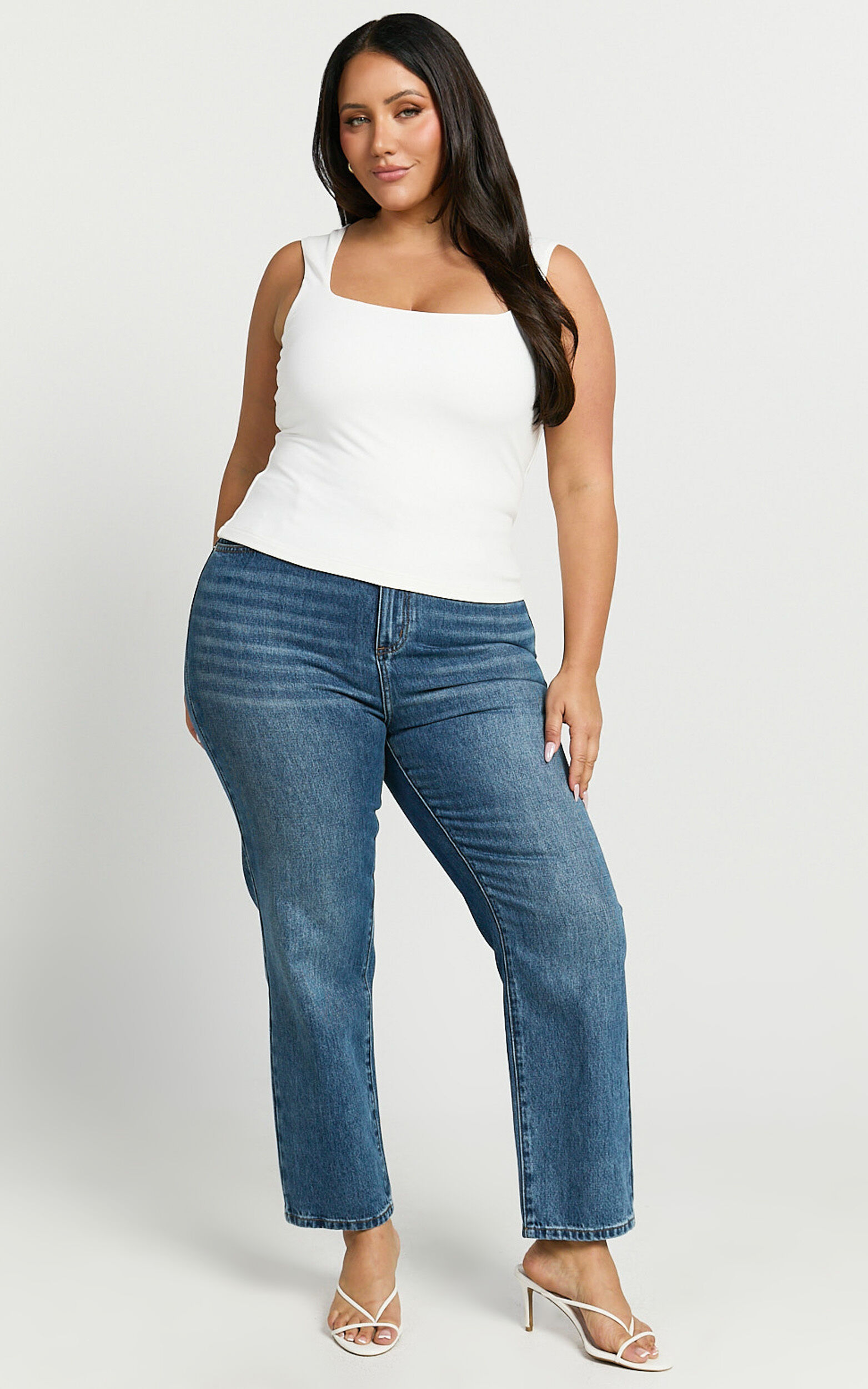 Ophelia Top - Square Neck Jersey Top in Off White