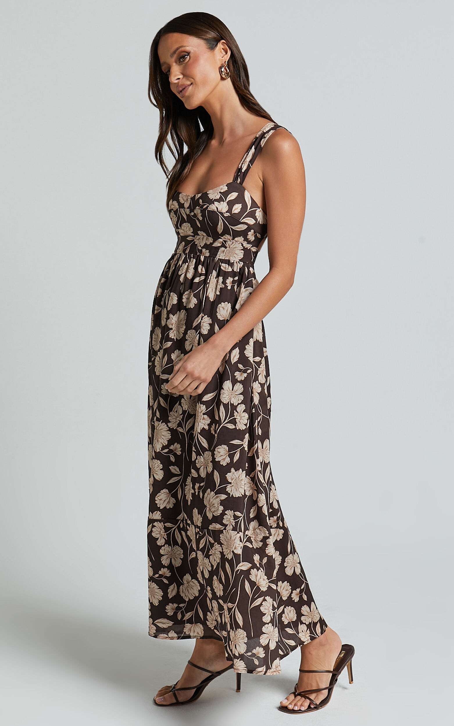 Amalie The Label - Kai Double Tie Back Midi Dress in Sahara Print