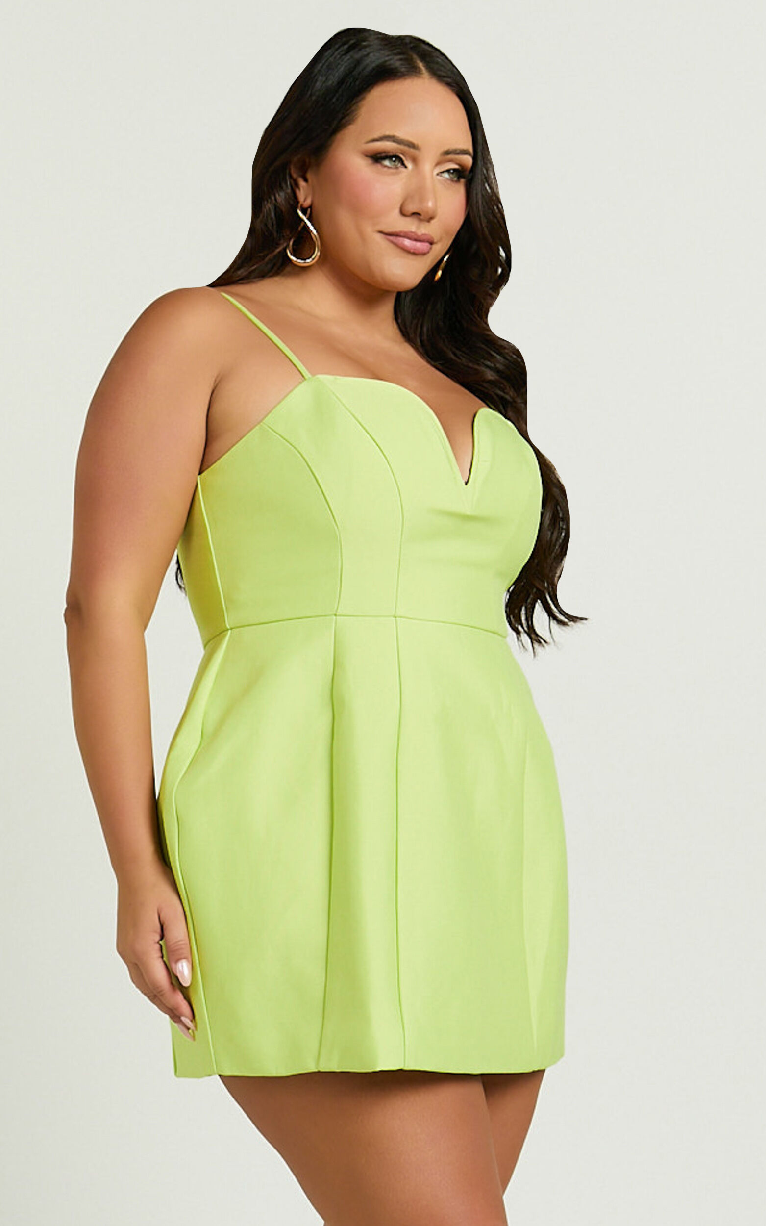 Amalie The Label - Kora Plunge A Line Mini Dress in Citrus