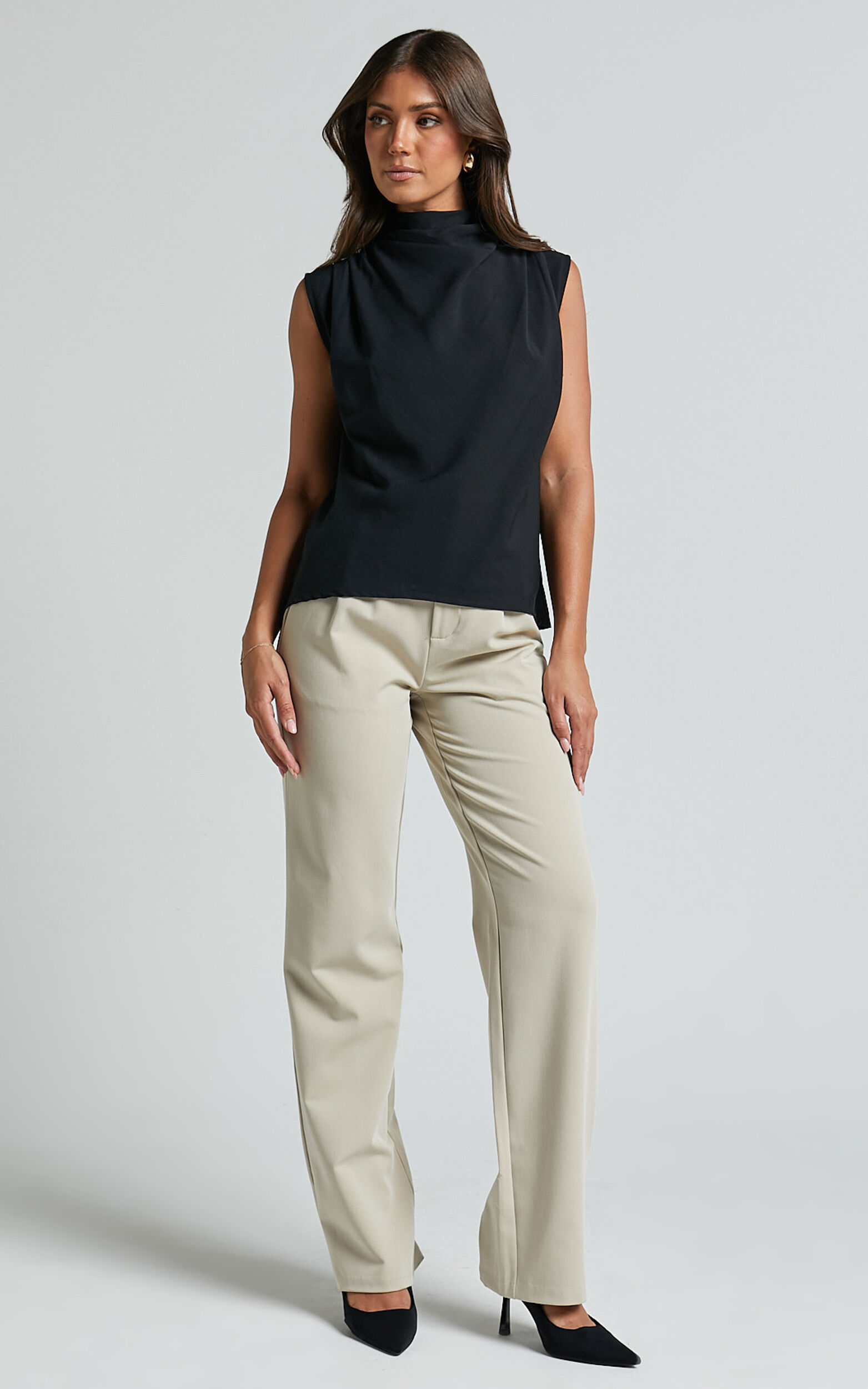 Arianae Top - High Neck Top in Black