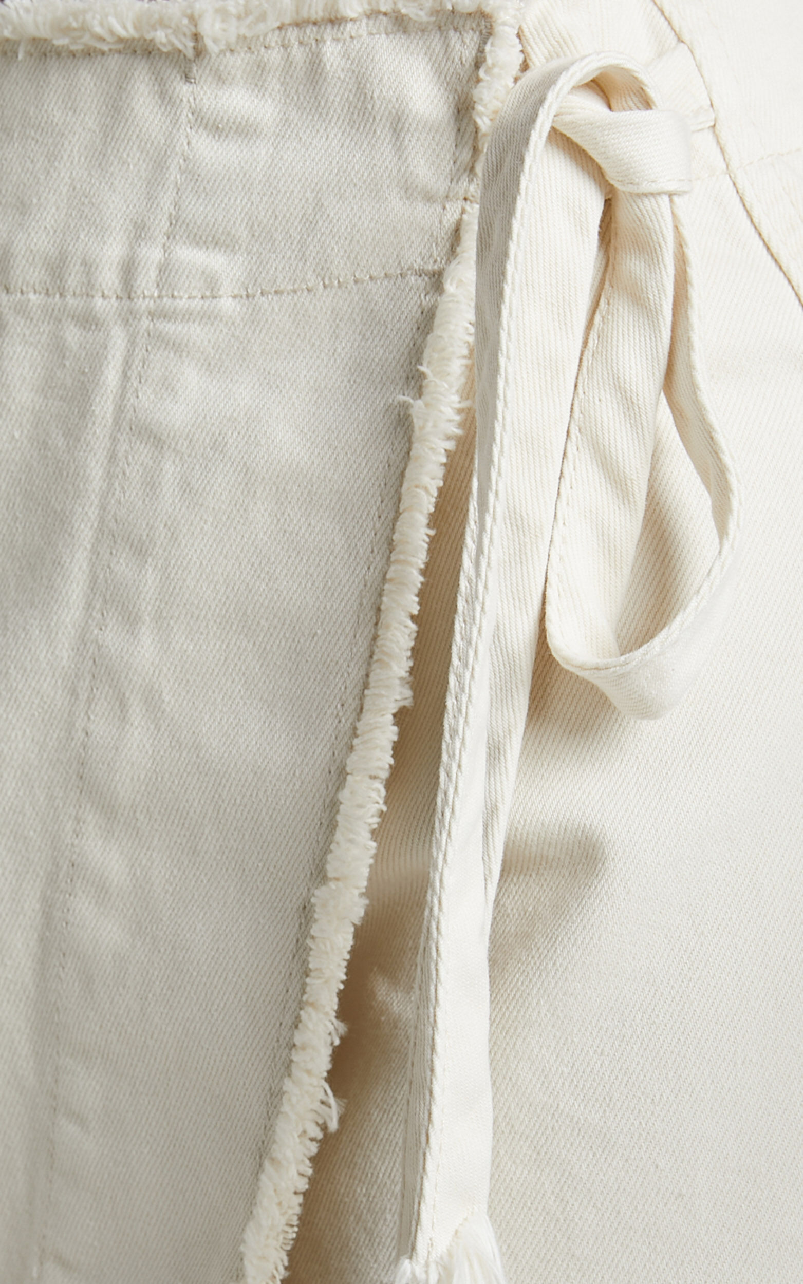 Ellyza Skort - Recycled Cotton Frayed Edge Wrap Denim Skort in Ecru