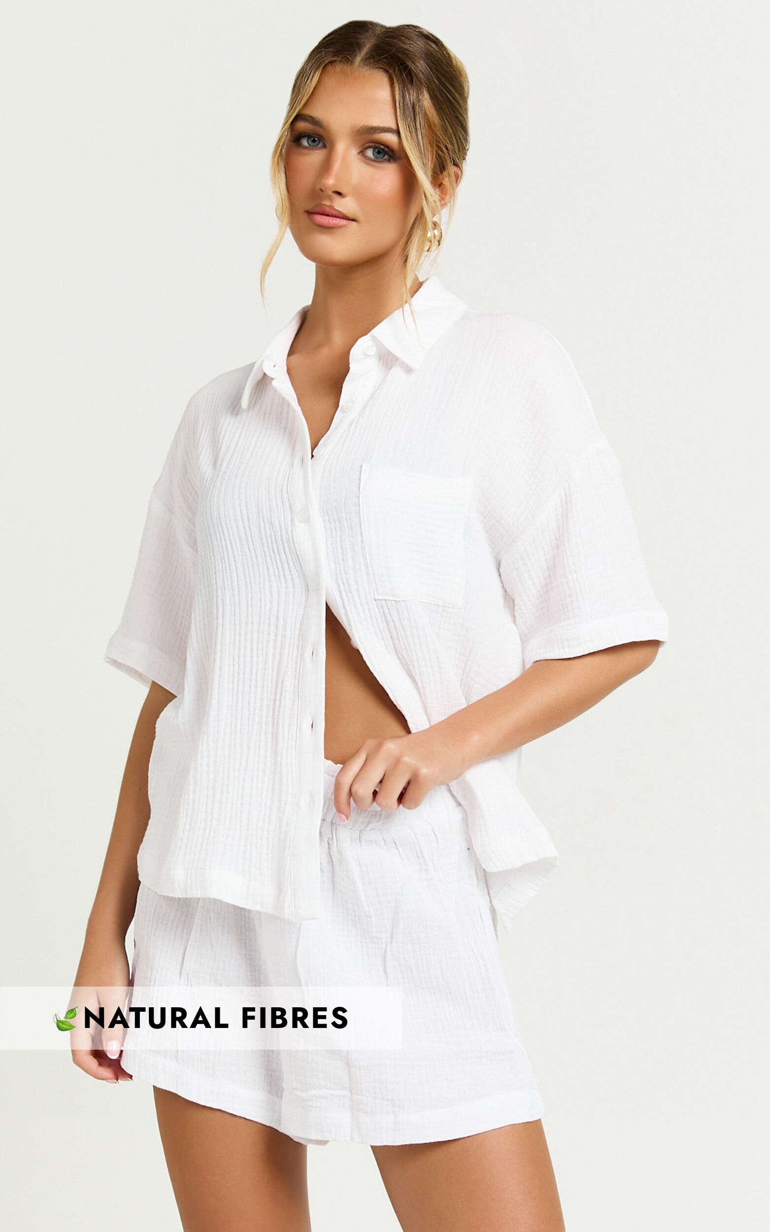 Donita Top - Button Up Shirt Top in White