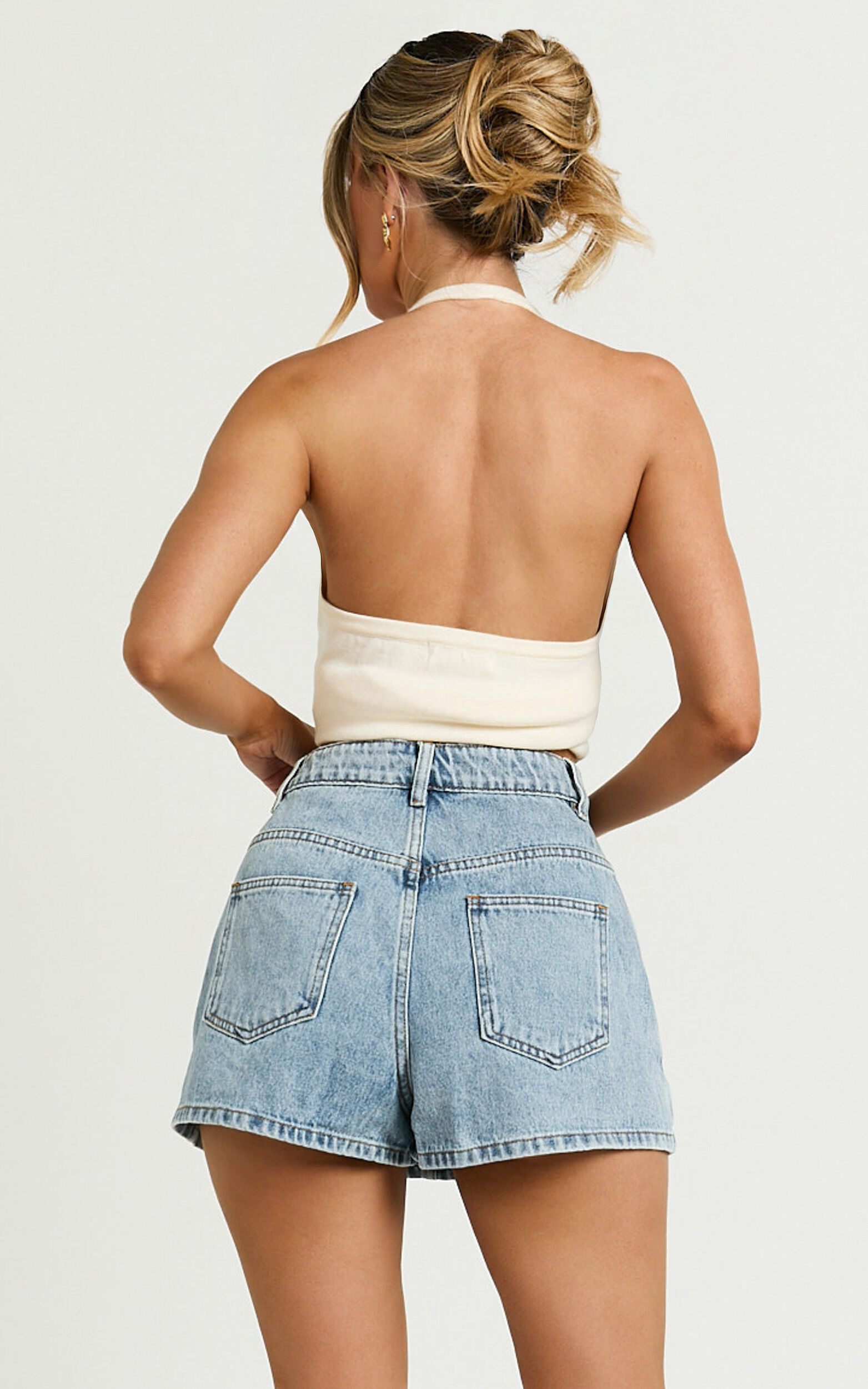 Harriet Skort - Mid Waisted Recycled Denim Skort in Light Blue Wash