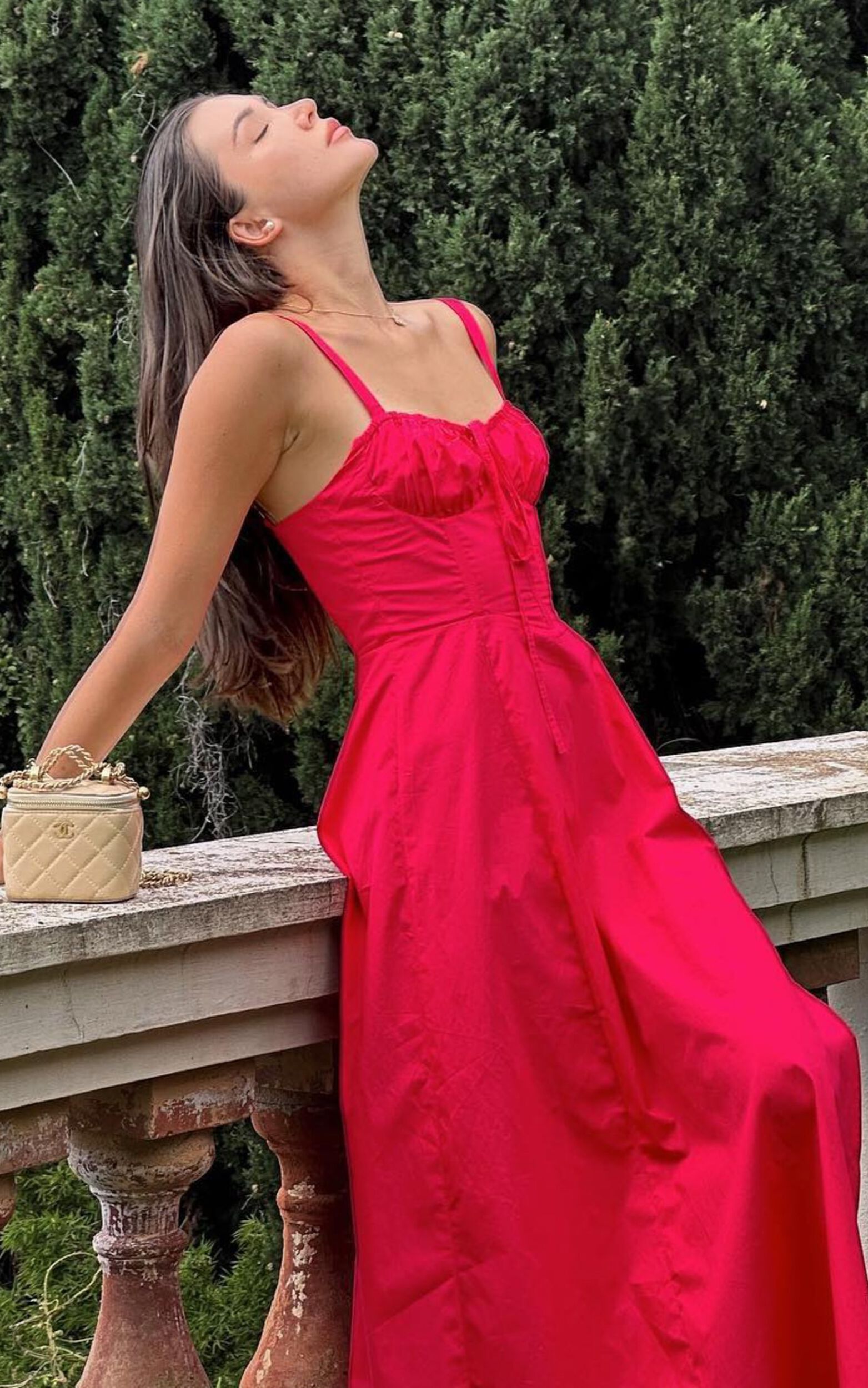 Maiya Midi Dress - Tie Front Fitted Bodice Dress in Hot Pink