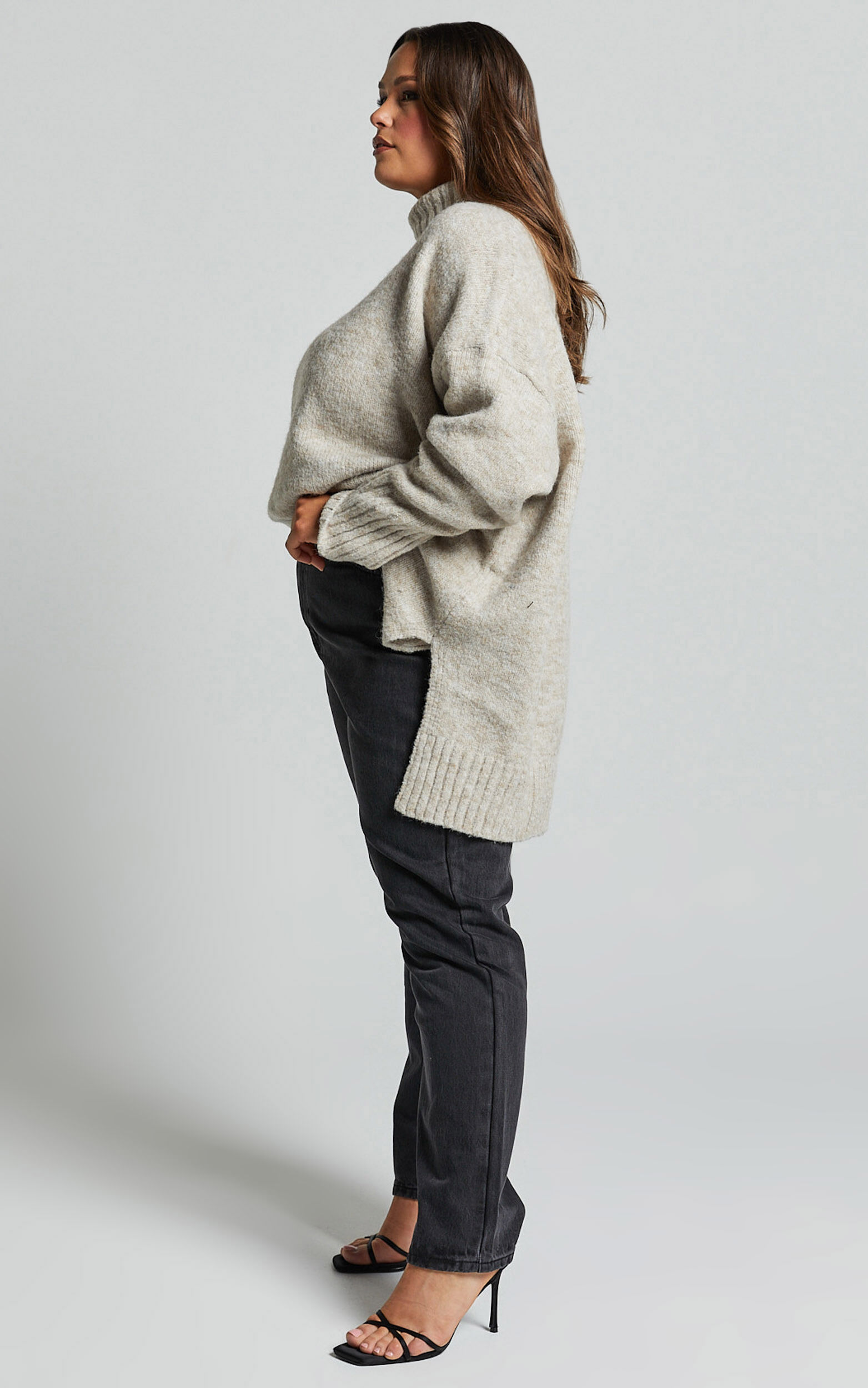 Luella Jumper - Oversized Turtle Neck Jumper in Oatmeal
