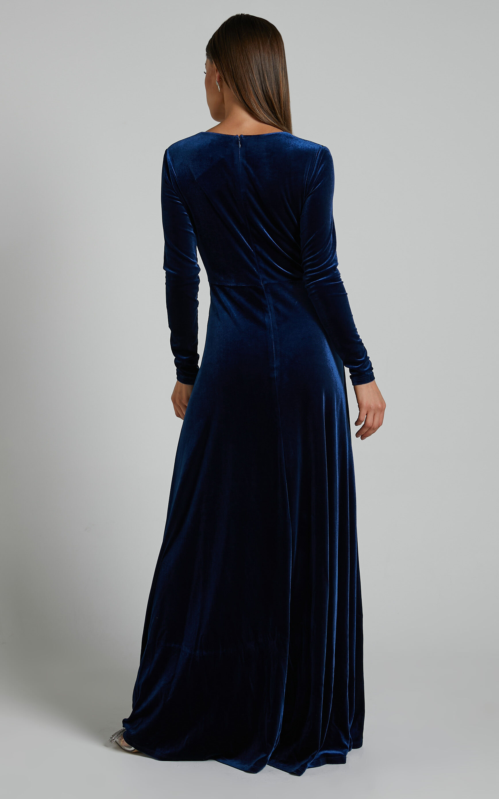 Sloane Maxi Dress - Long Sleeve Wrap Dress in Navy