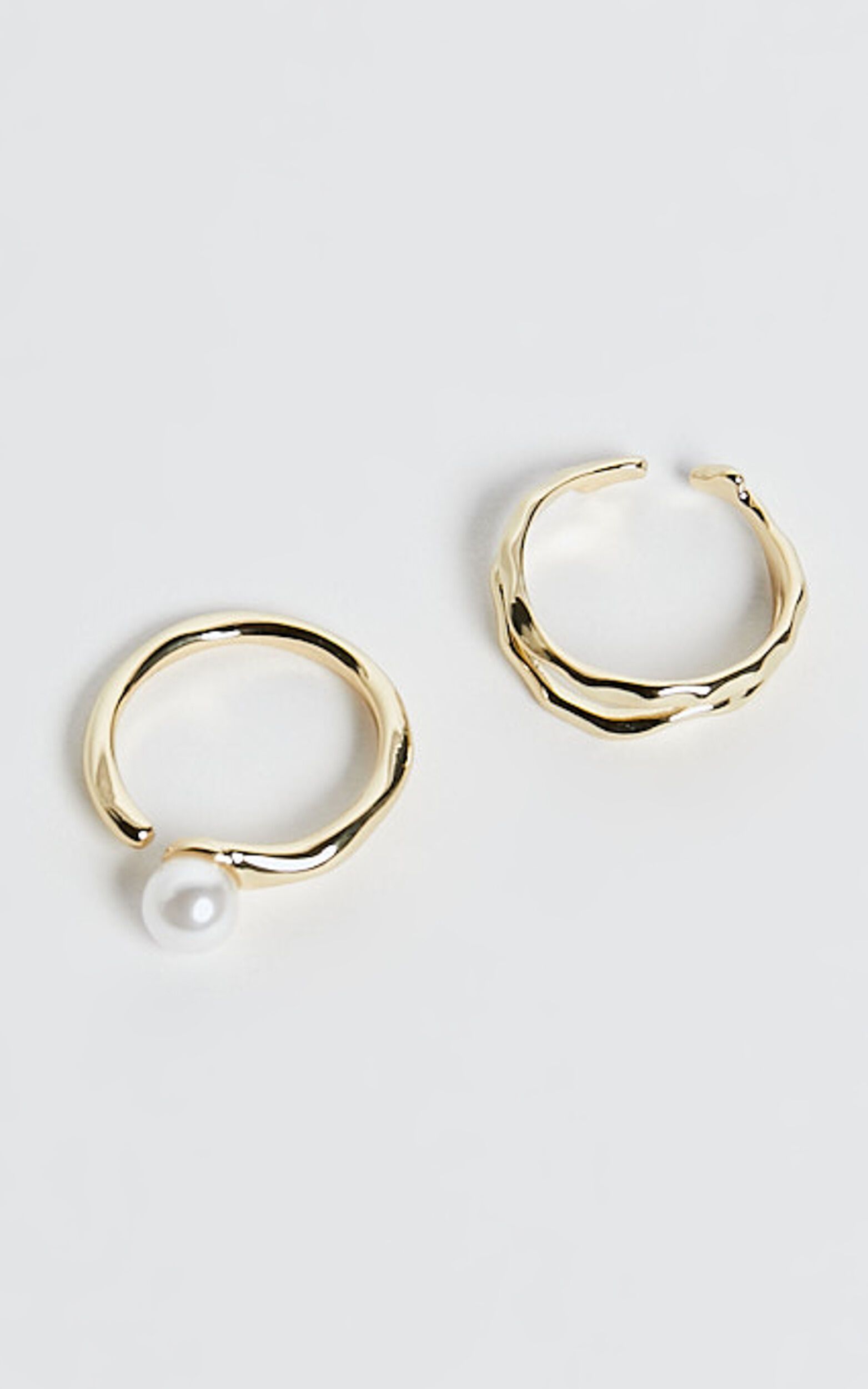 Lainey Rings - 3 Pack Gold Pearl Ring Set in Gold