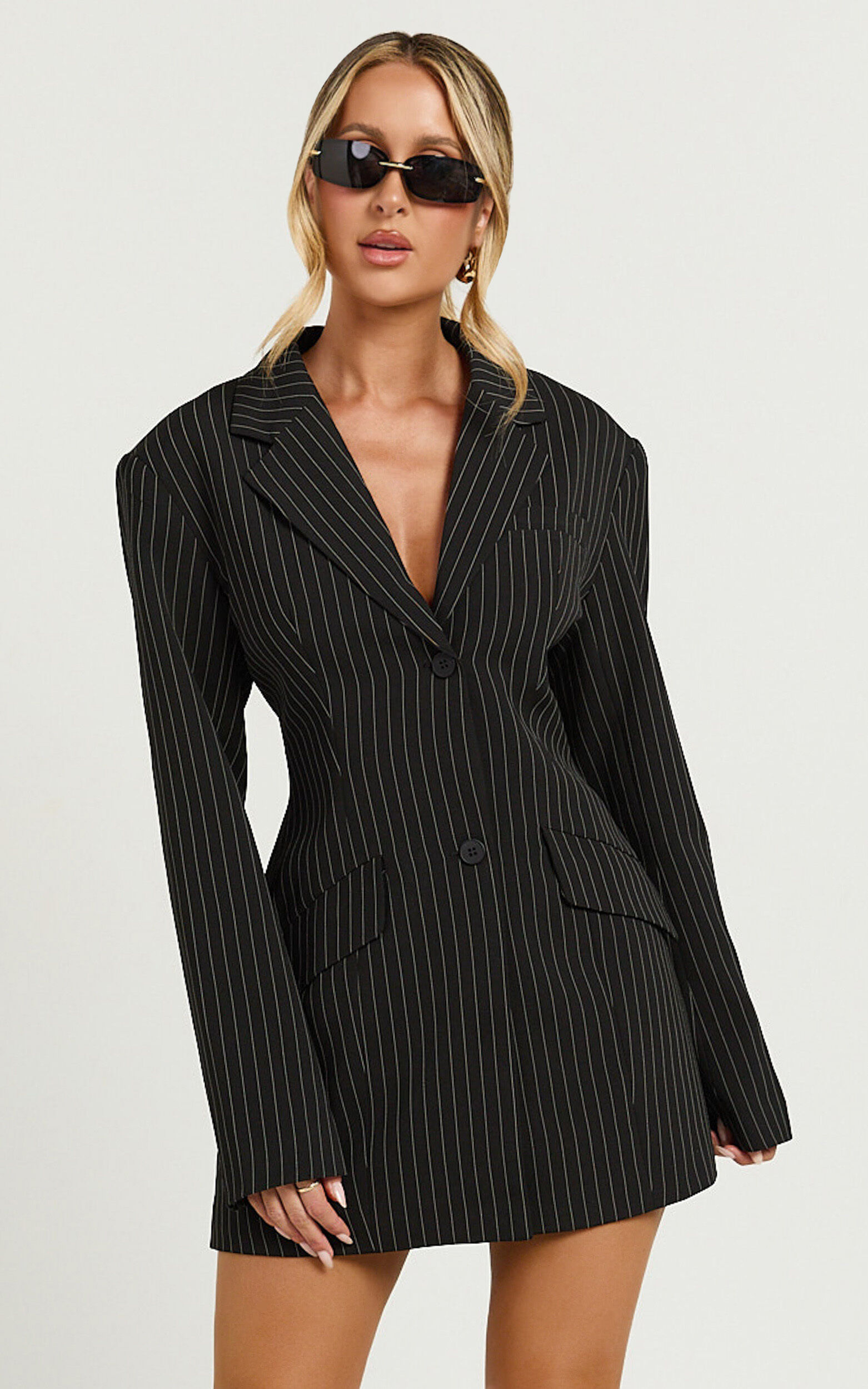 Lioness - Leo Dress in Onyx Pinstripe
