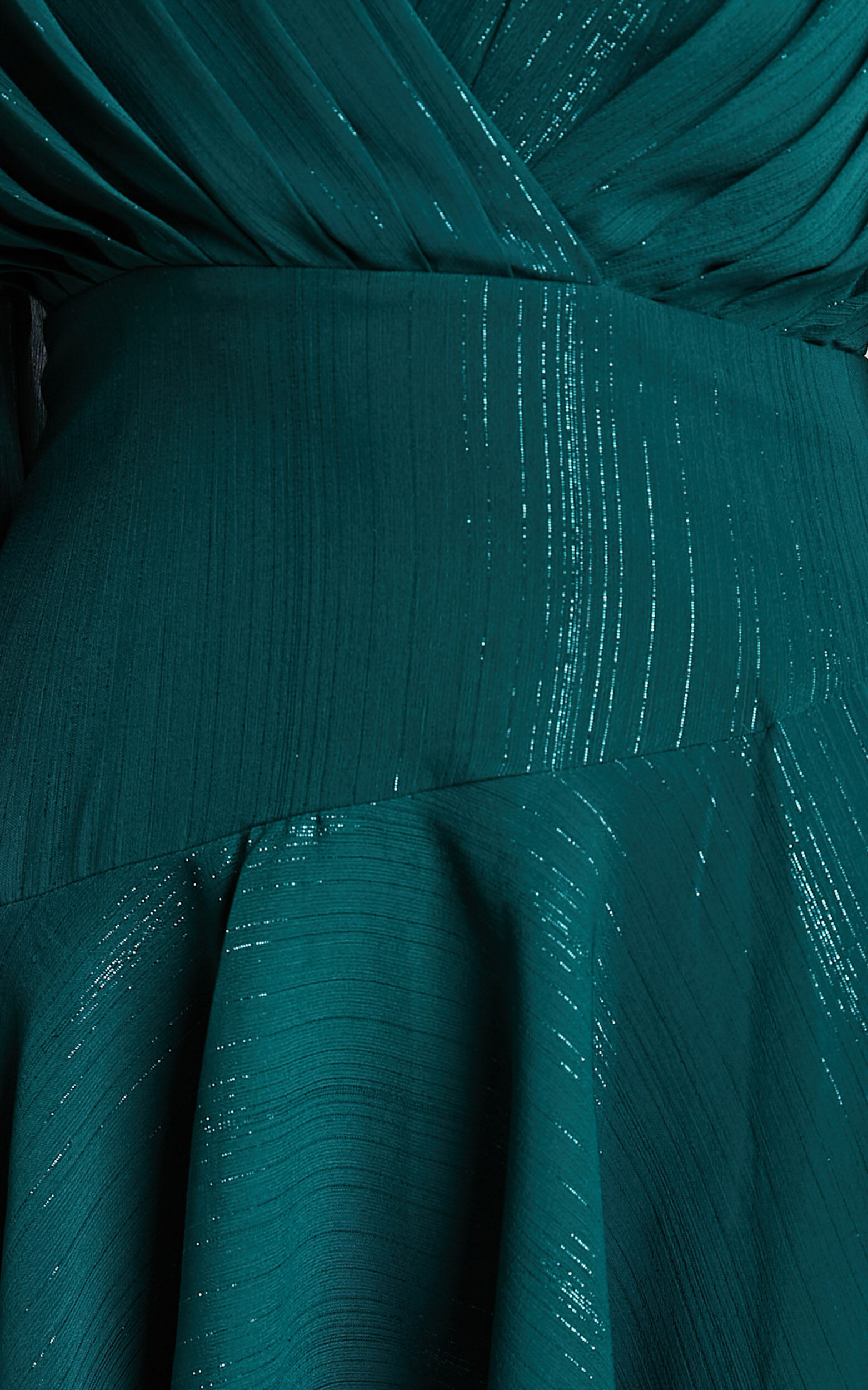 Claudita Midi Dress - Long Sleeve High Low Hem Dress in Emerald