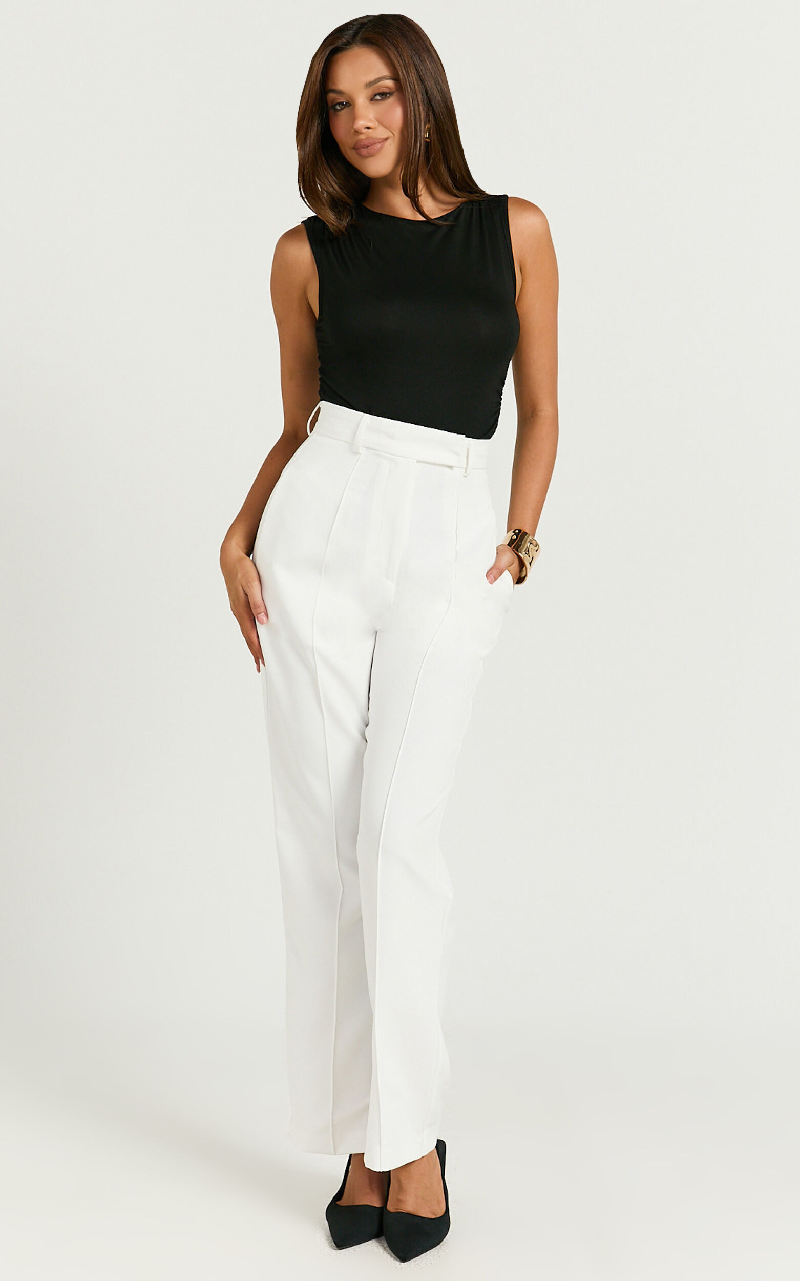 Rogers Pants - High Waisted Pants in Off White