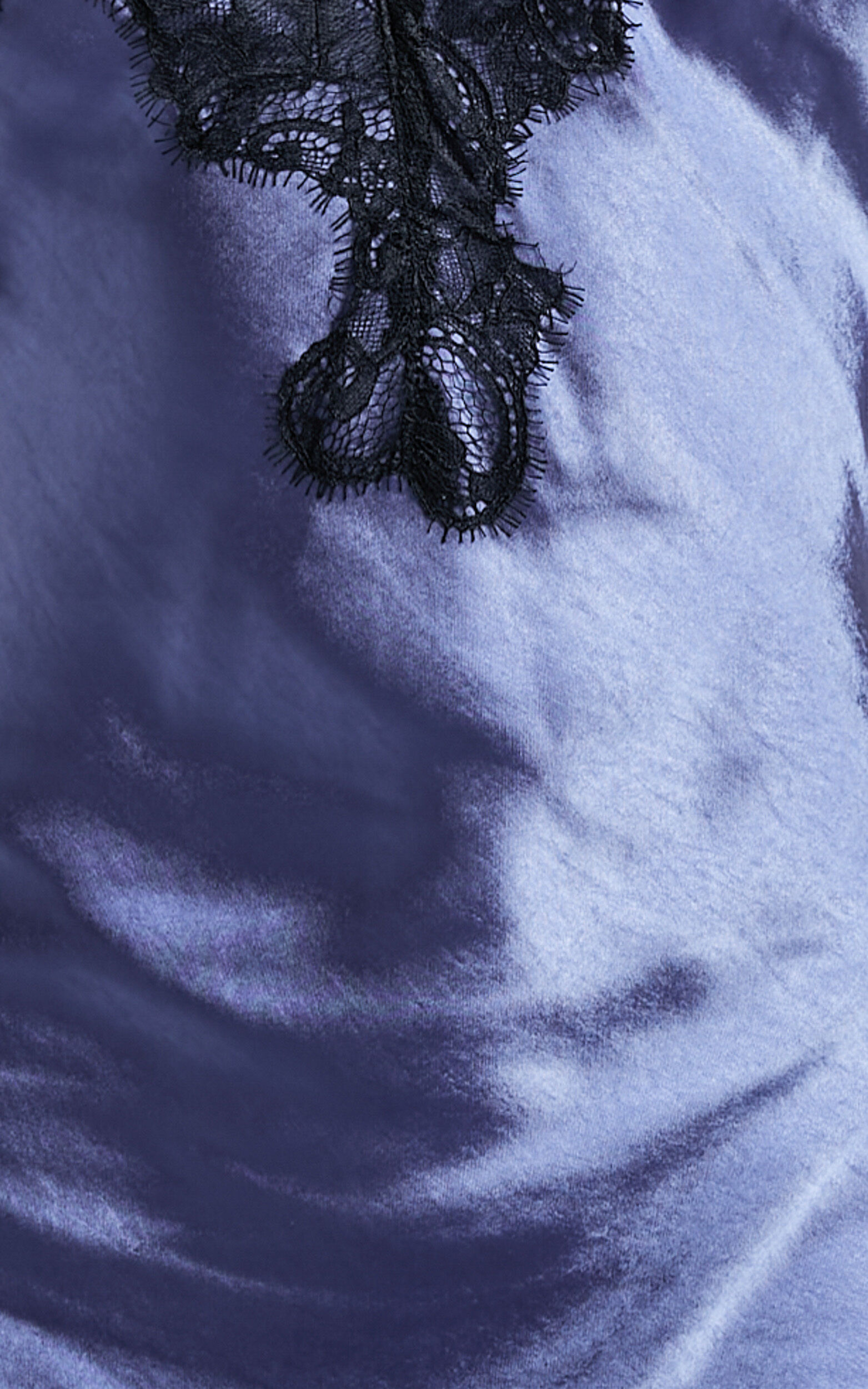 Ofeliya Midi Dress - Lace Trim Satin Slip Dress in Cornflower Blue