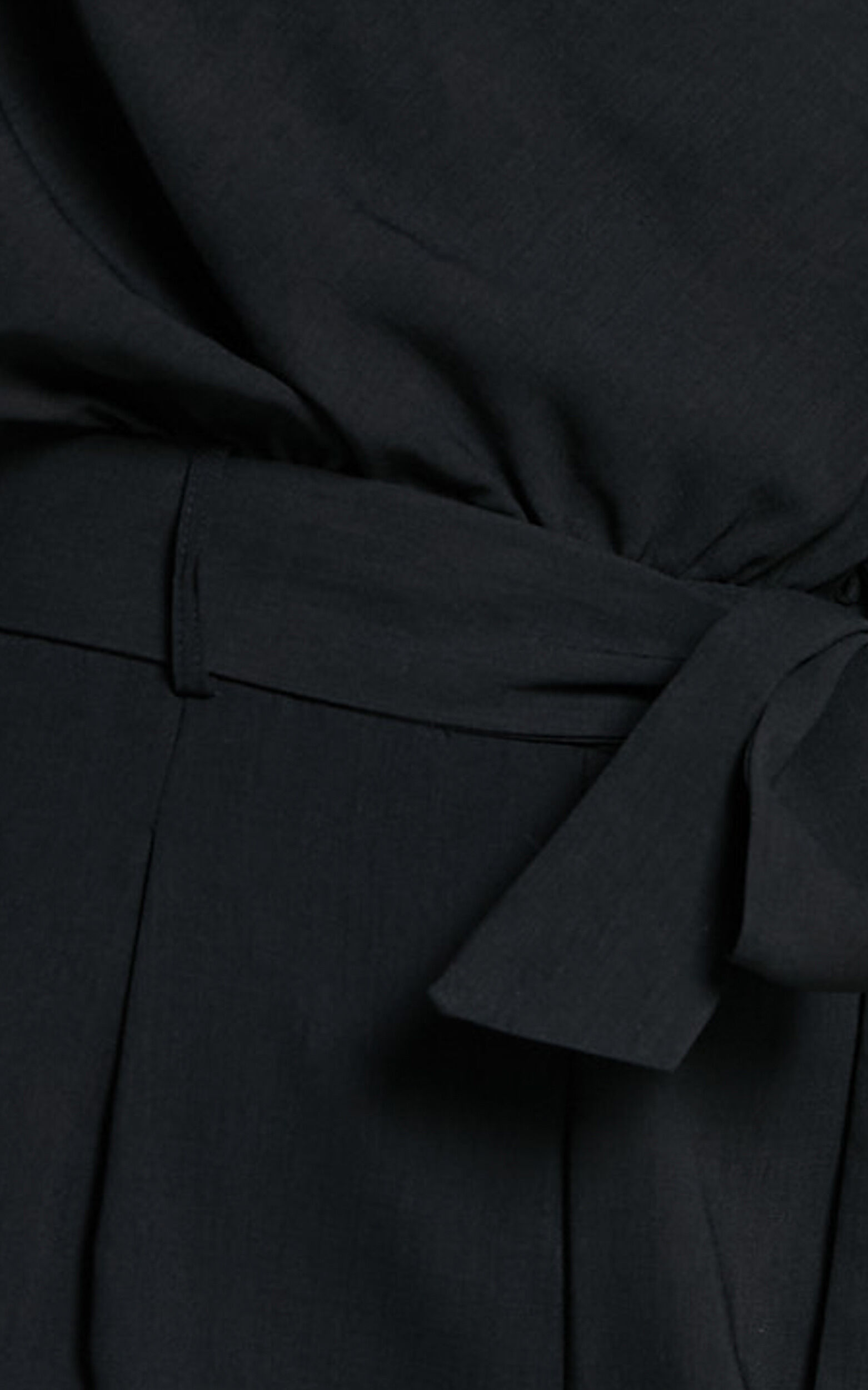 Arianae Jumpsuit - High Neck Tie Waist Jumpsuit in Black