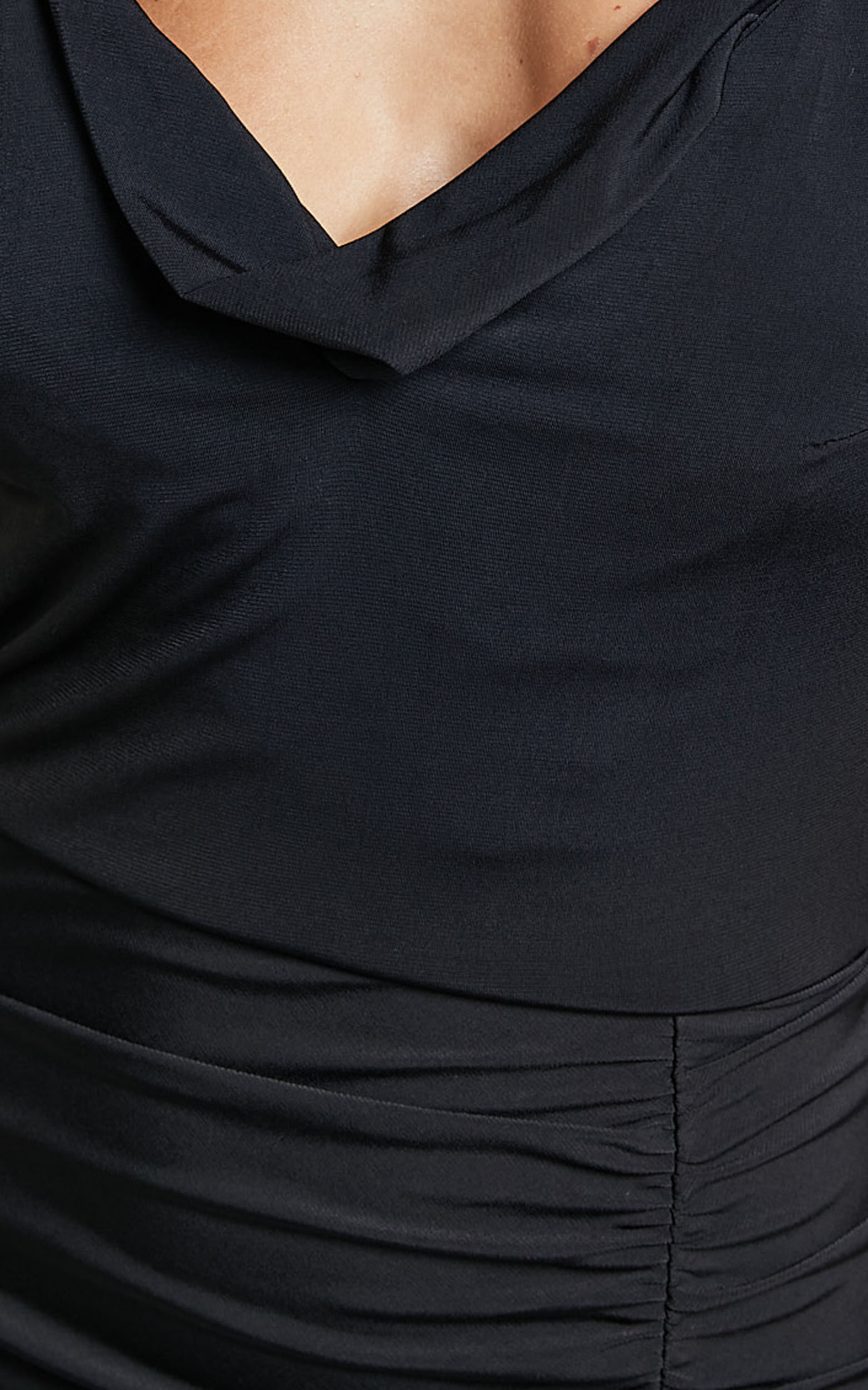 Vicki Midi Dress - V Neck Backless Slit Side Dress in Black