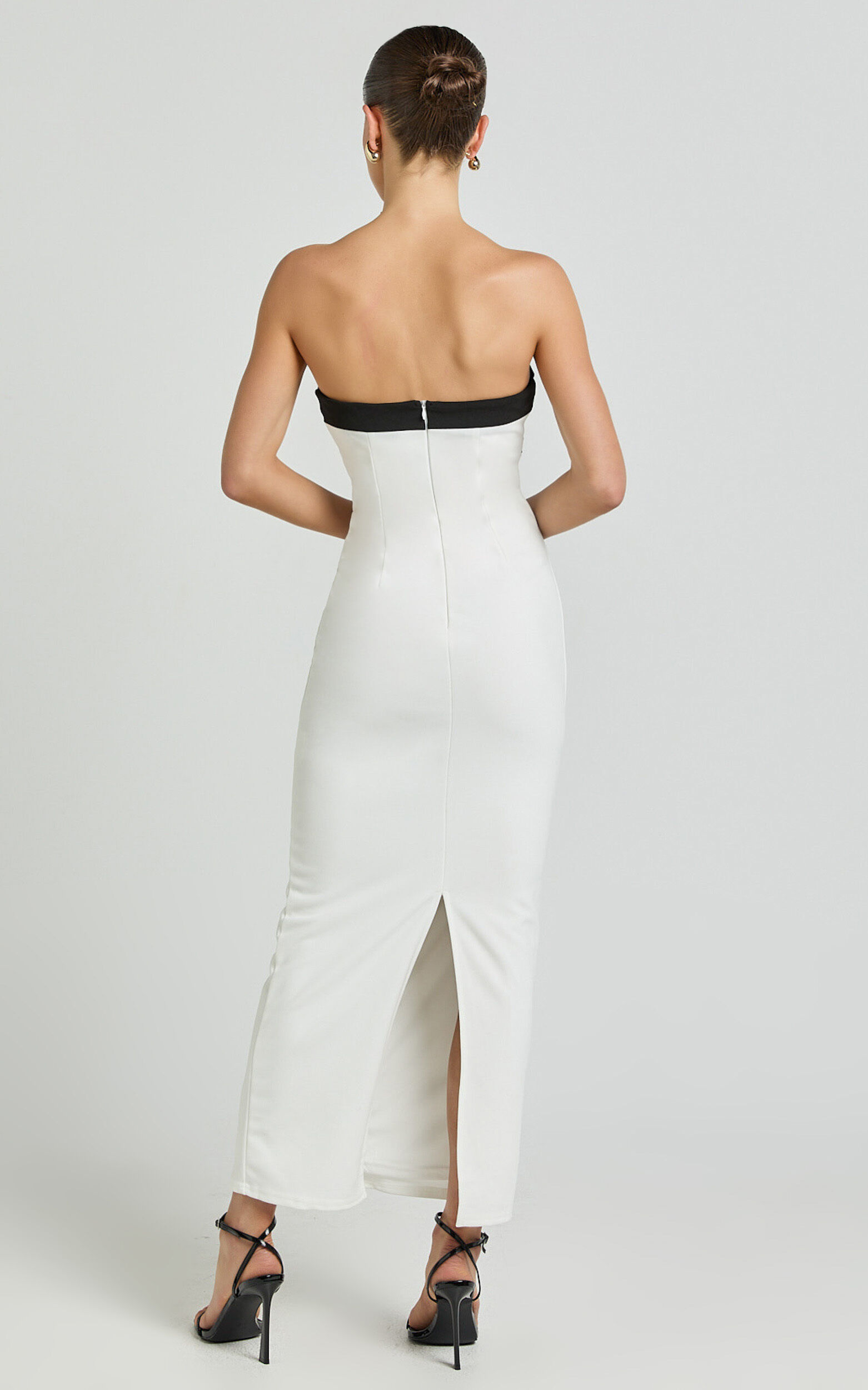 Catherine Midi Dress - Strapless Cup Bust Pencil Dress in White